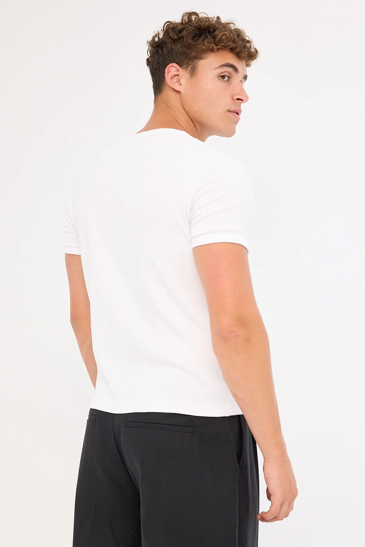 Common Need Ascot Tight Ribbed Cotton Tee White - Image 5