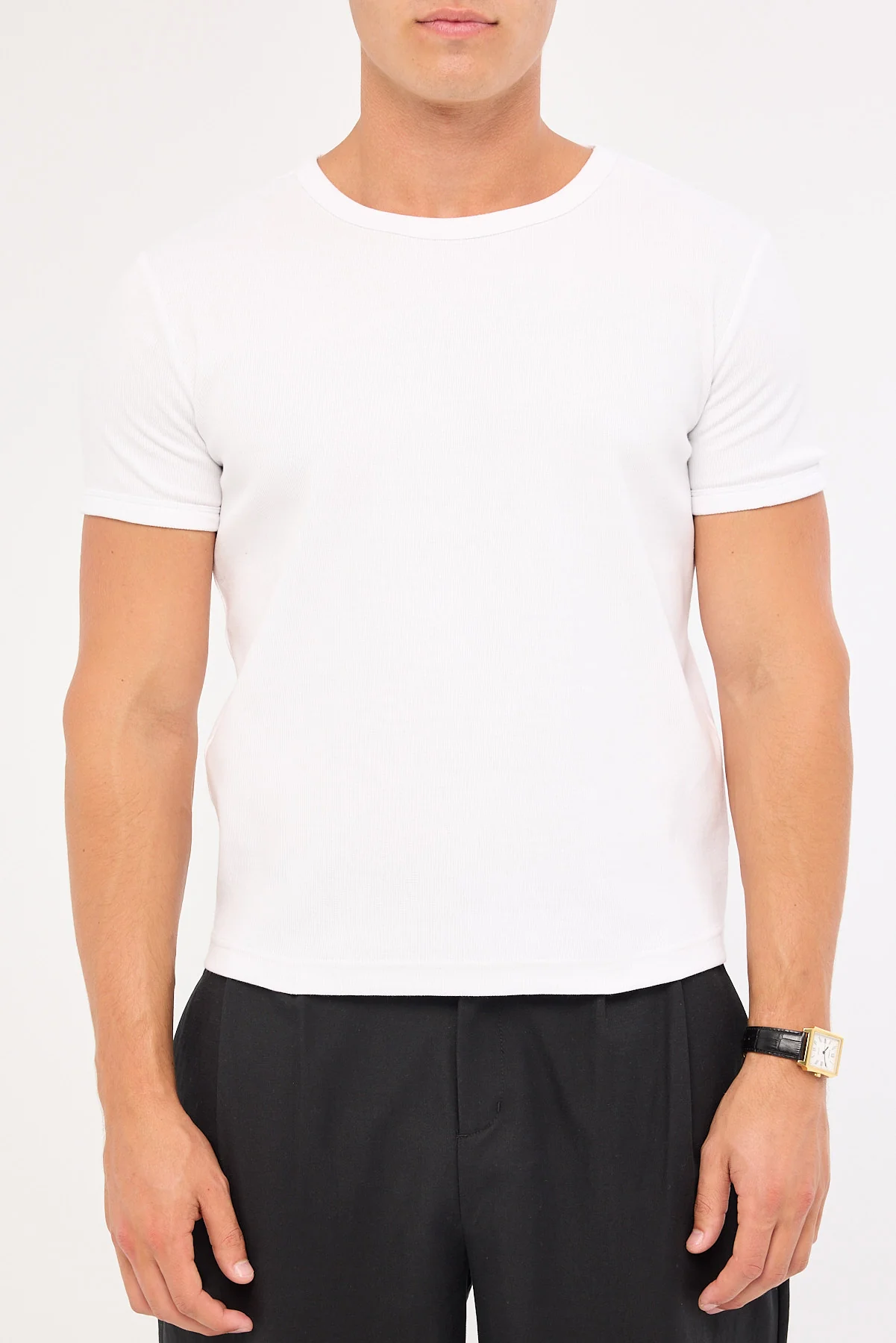 Common Need Ascot Tight Ribbed Cotton Tee White - Image 6