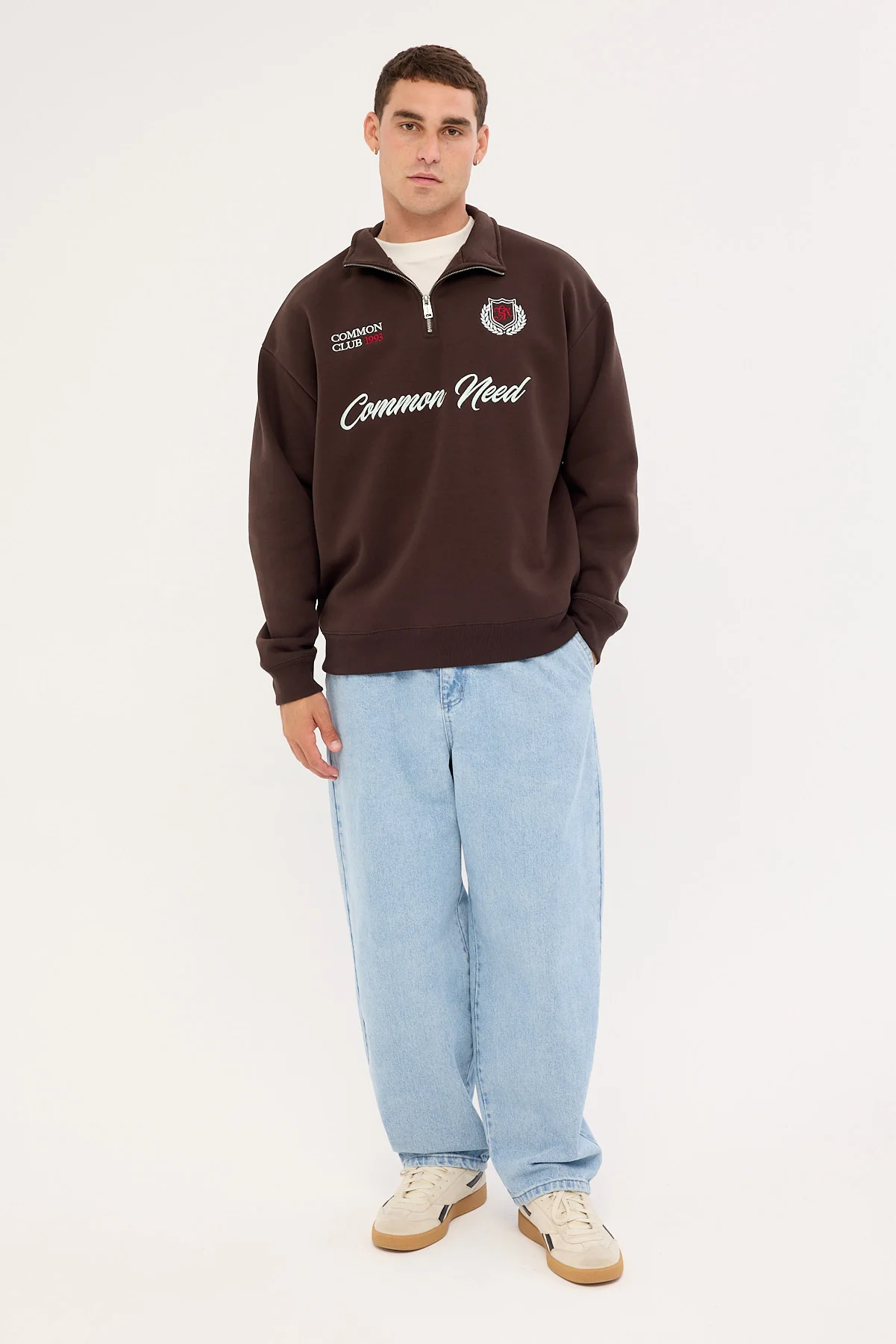 Common Need Ashwood Quarter Zip Sweater Coffee Brown - Image 2