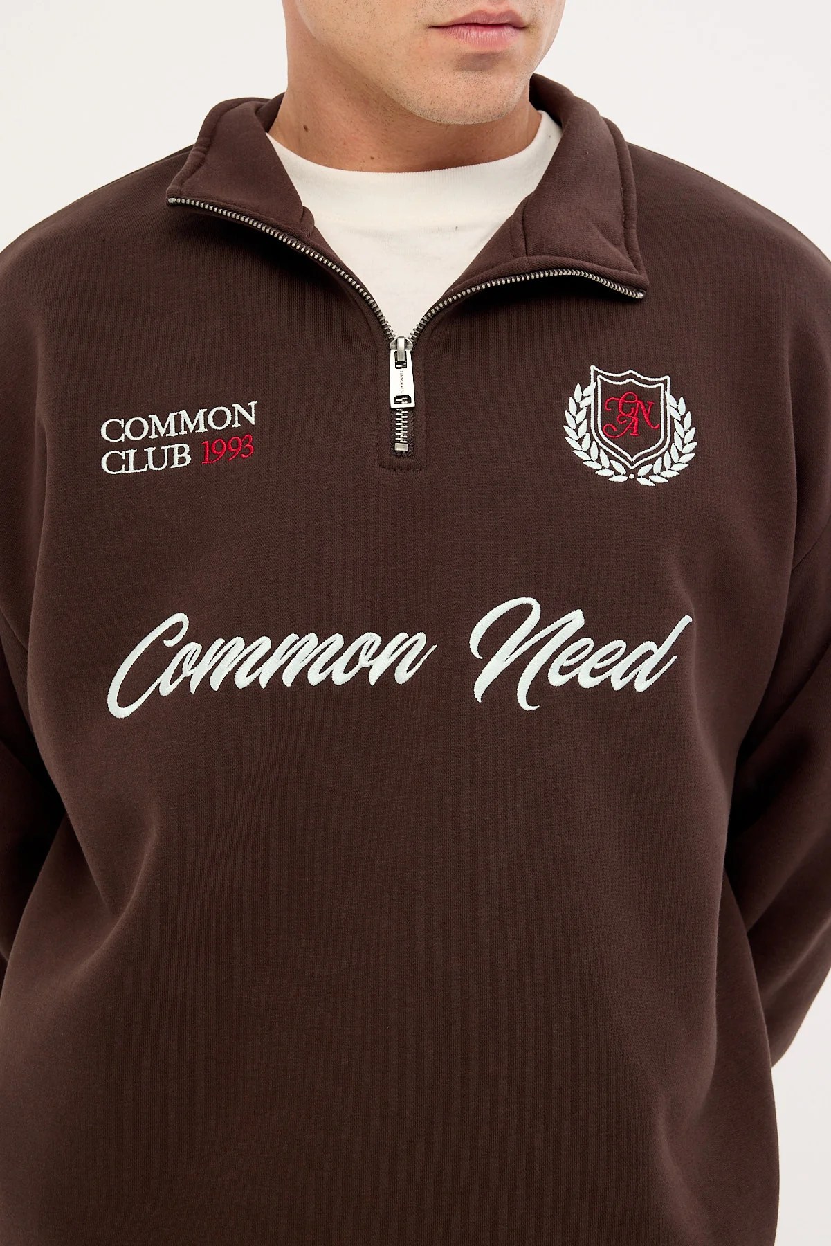 Common Need Ashwood Quarter Zip Sweater Coffee Brown - Image 3