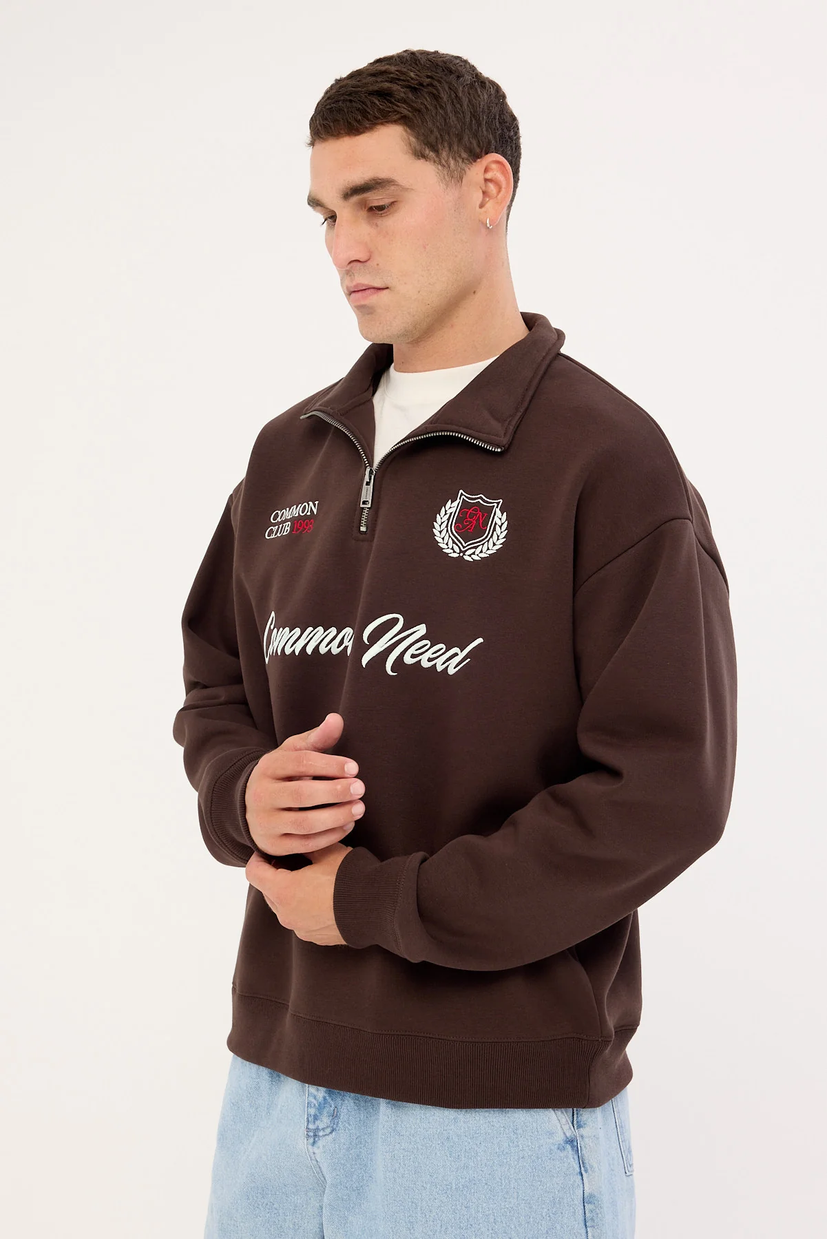 Common Need Ashwood Quarter Zip Sweater Coffee Brown - Image 4