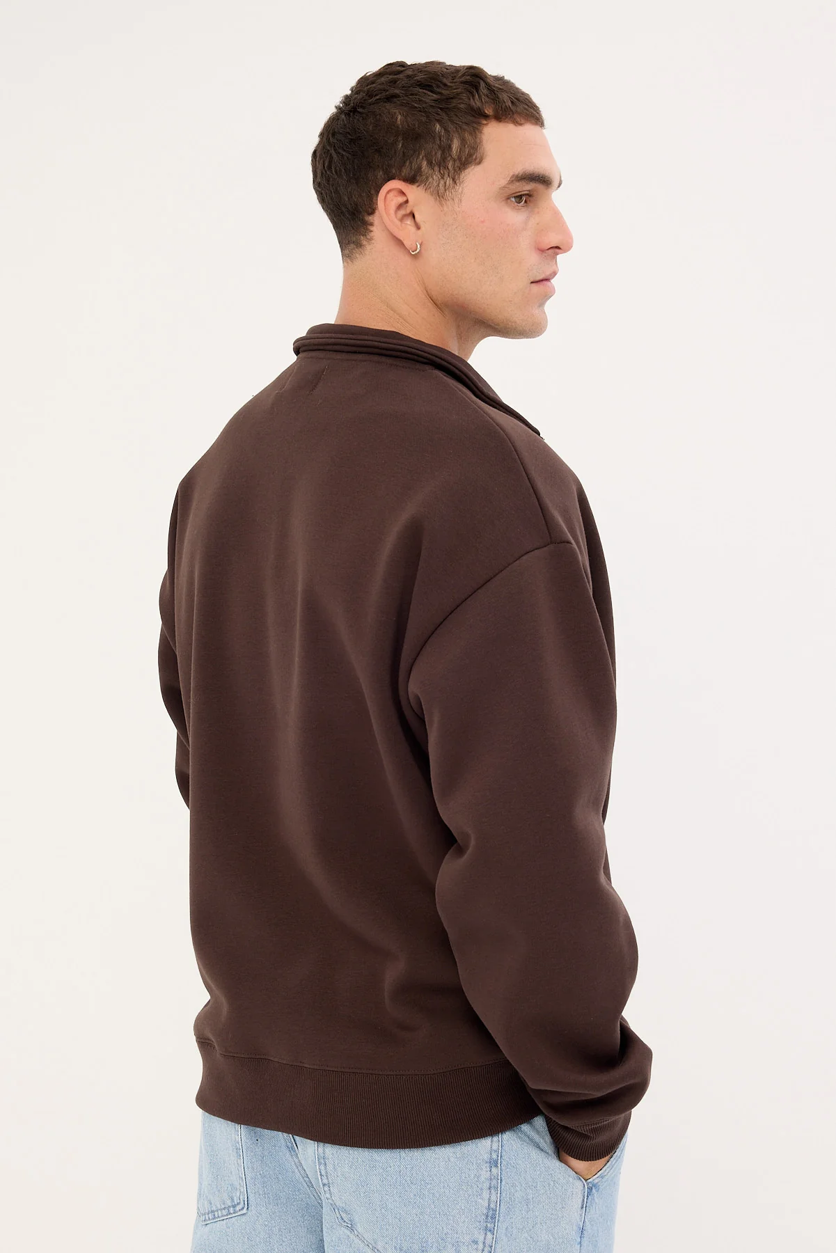 Common Need Ashwood Quarter Zip Sweater Coffee Brown - Image 5