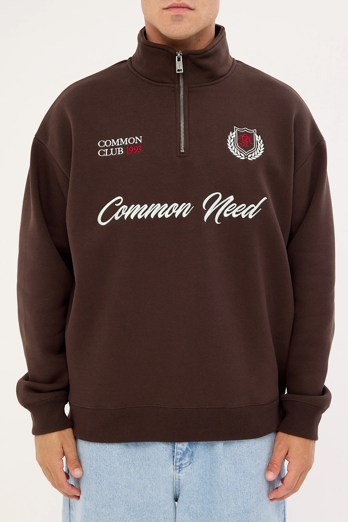 Common Need Ashwood Quarter Zip Sweater Coffee Brown - Image 6