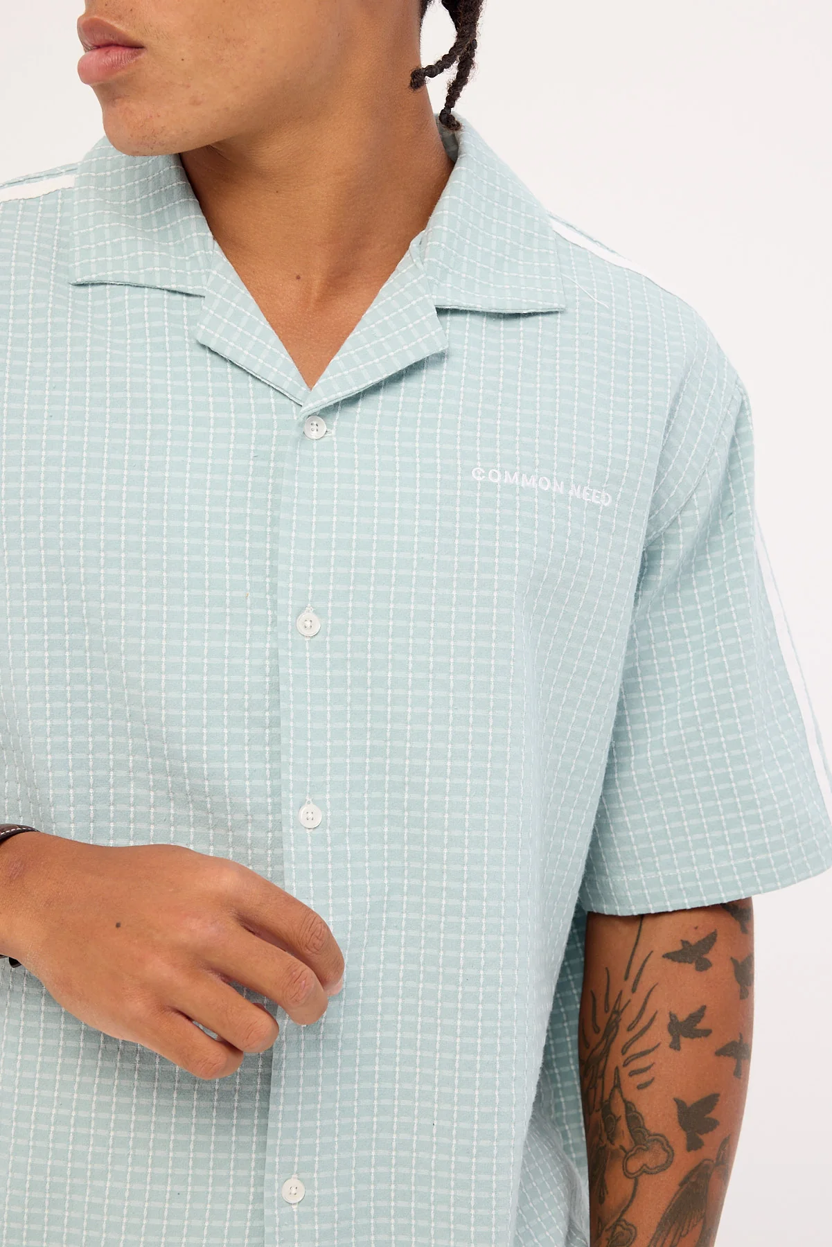 Common Need Aspect Boxy Cropped Resort Shirt Powder Blue - Image 7