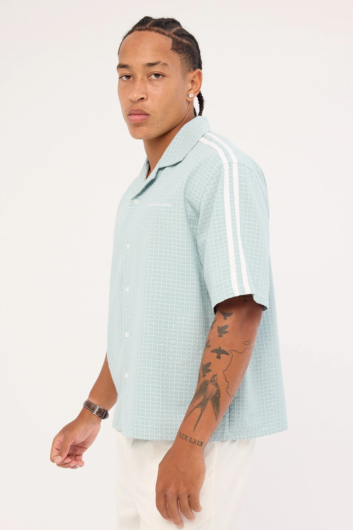Common Need Aspect Boxy Cropped Resort Shirt Powder Blue - Image 8