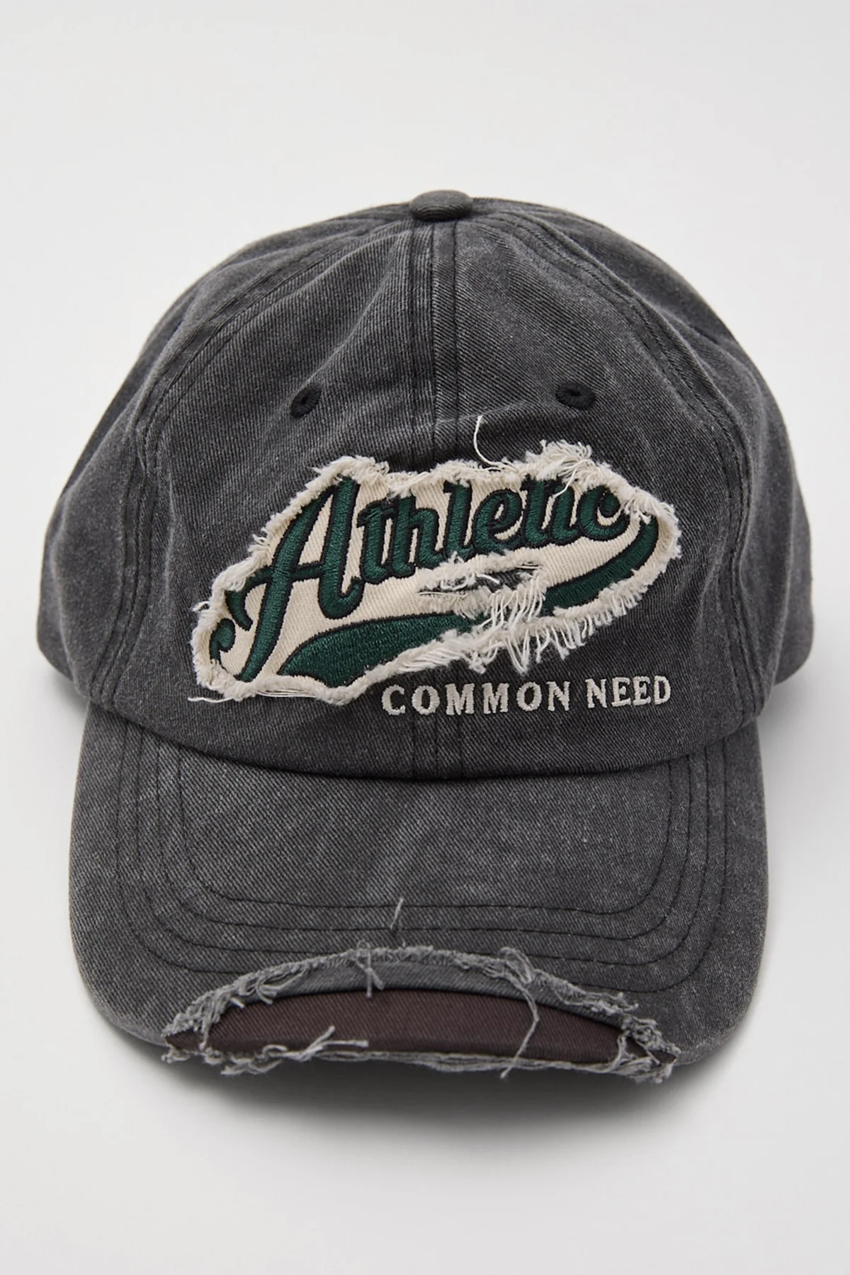 Common Need Athletic Distressed Dad Cap Washed Black