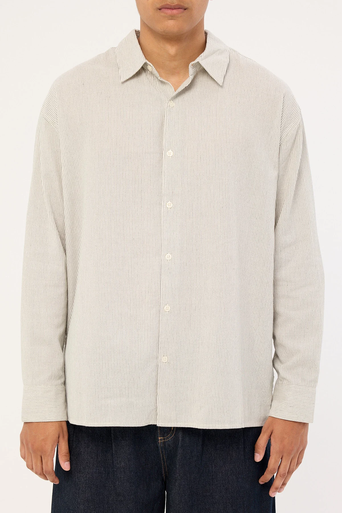 Common Need Babylon Long Sleeve Shirt Oat Stripe - Image 5