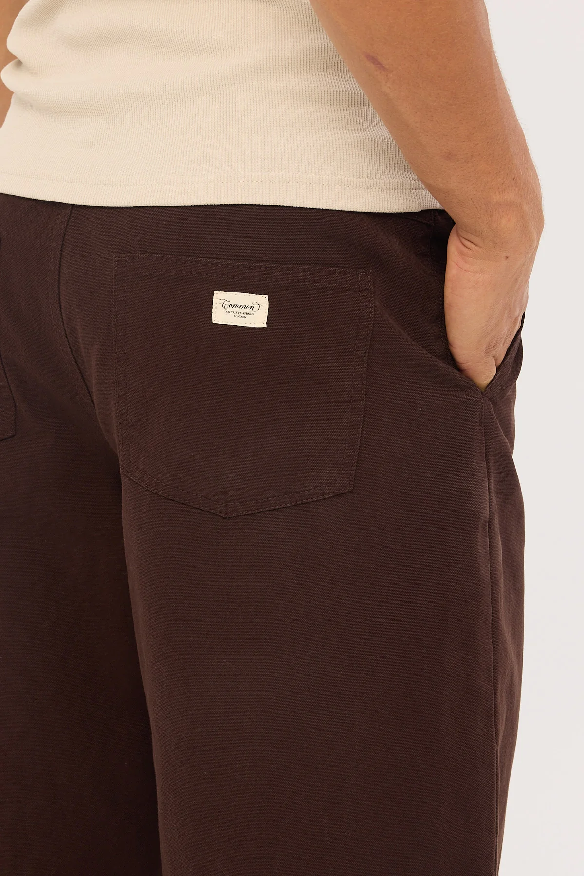 Common Need Blanco Canvas Pleated Tailored Trouser Brown - Image 6