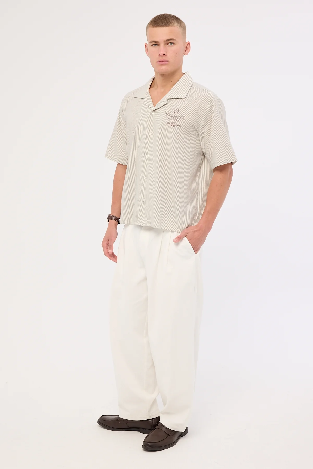Common Need Blanco Linen Pleated Tailored Trouser Off White - Image 4