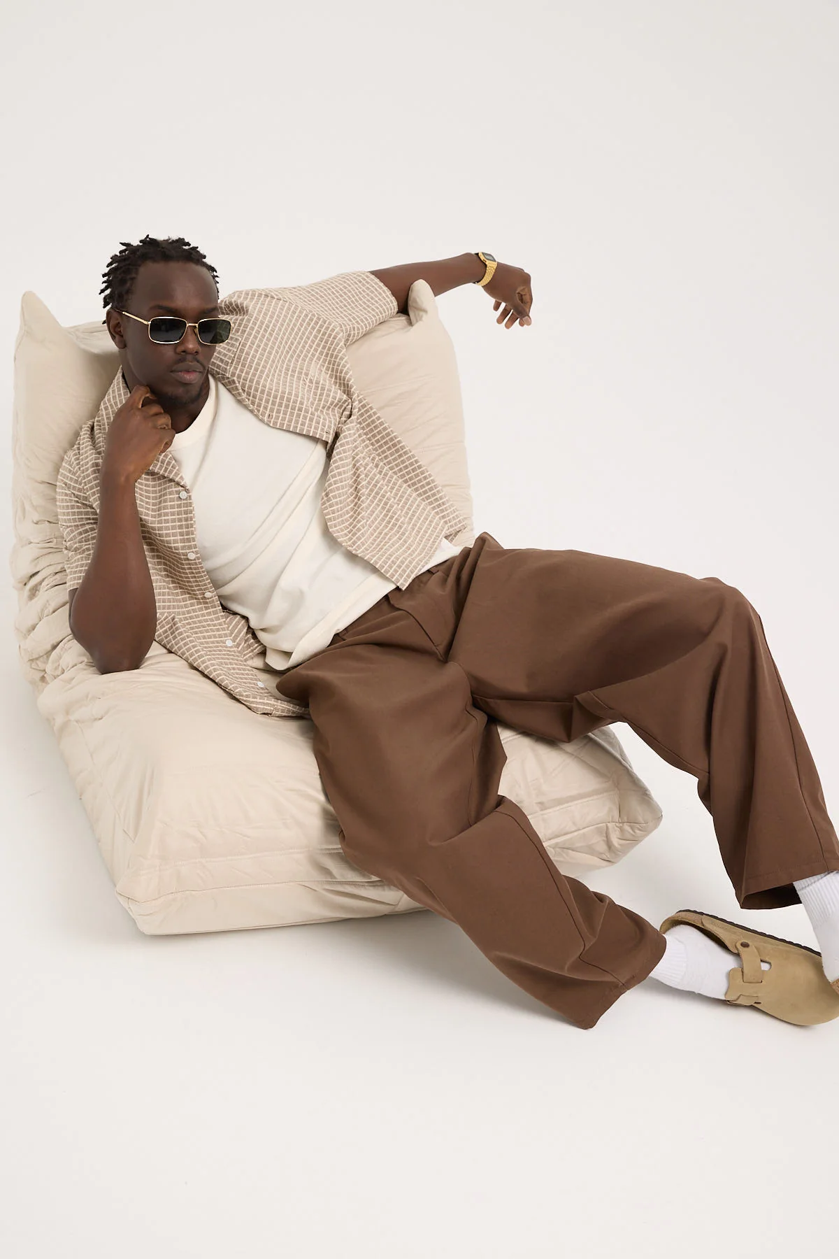 Common Need Blanco Pleated Tailored Trouser Brown - Image 2