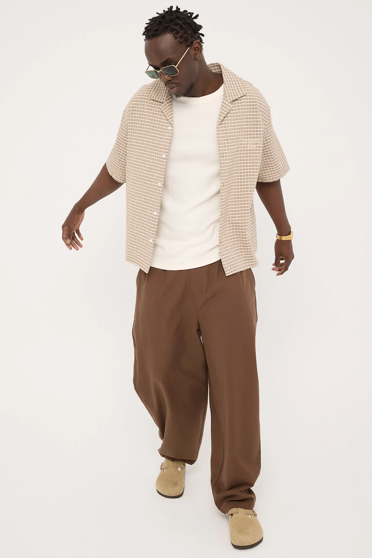 Common Need Blanco Pleated Tailored Trouser Brown - Image 4