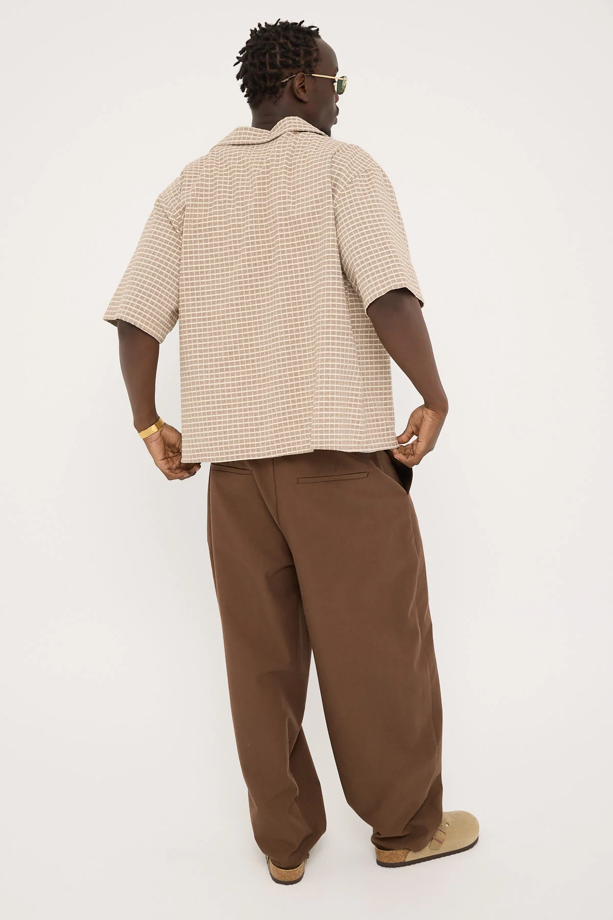 Common Need Blanco Pleated Tailored Trouser Brown - Image 7