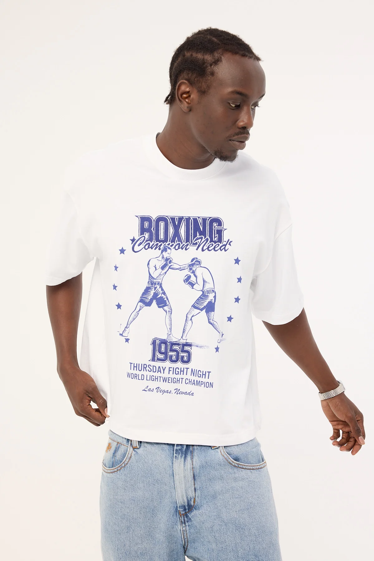 Common Need Boxing Cropped Heavyweight Easy Tee White - Image 4