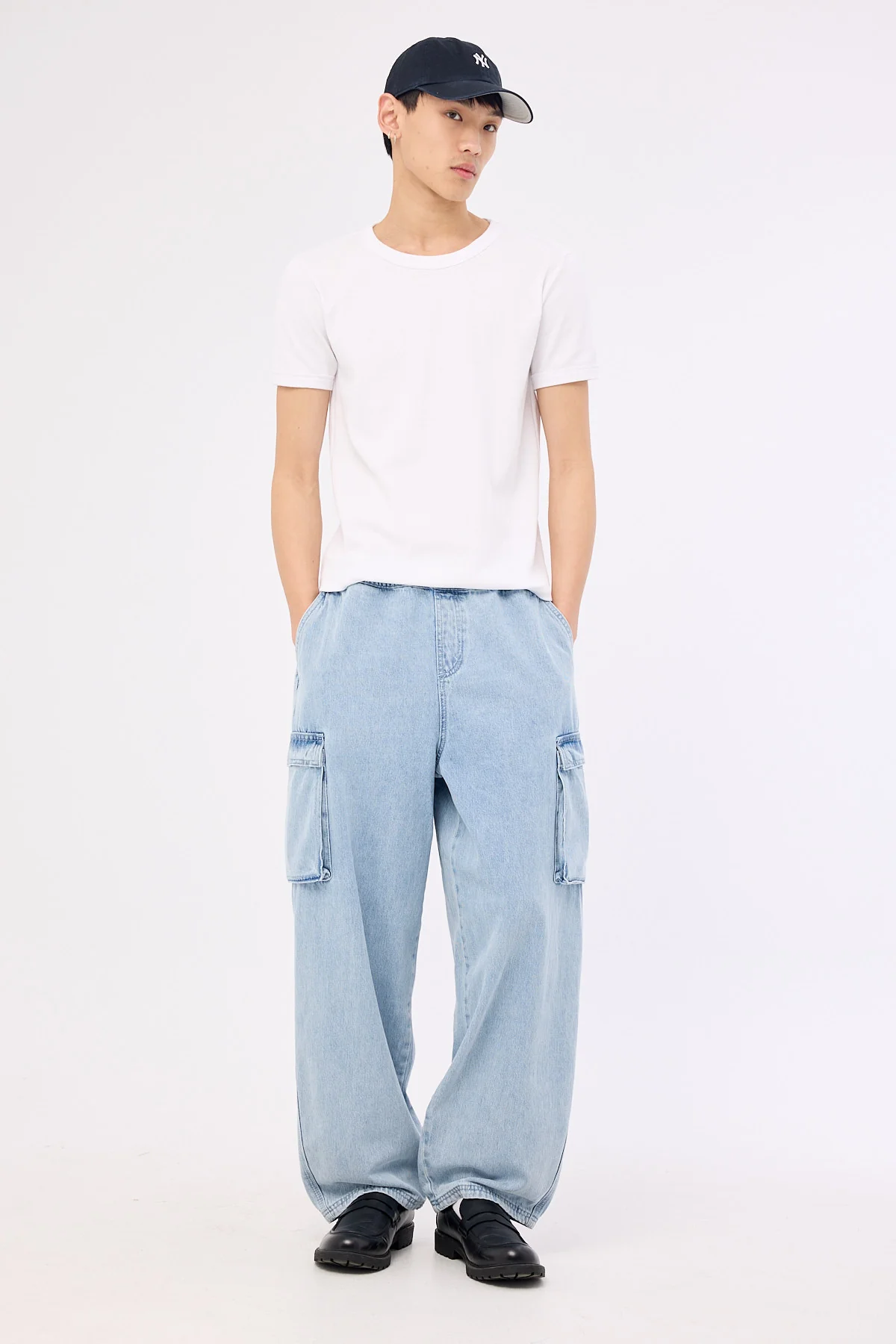 Common Need Briggs Elastic Waist Cargo Jean Fog Blue