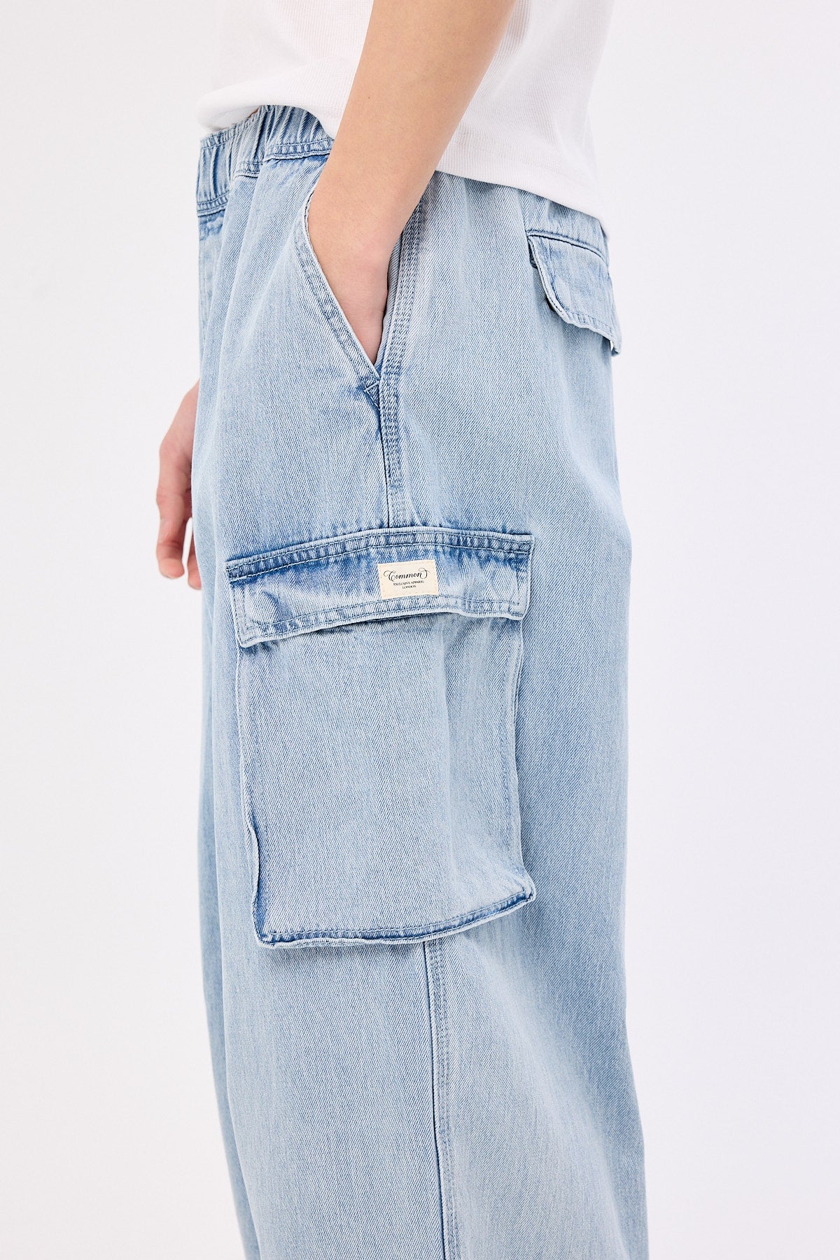 Common Need Briggs Elastic Waist Cargo Jean Fog Blue - Image 6