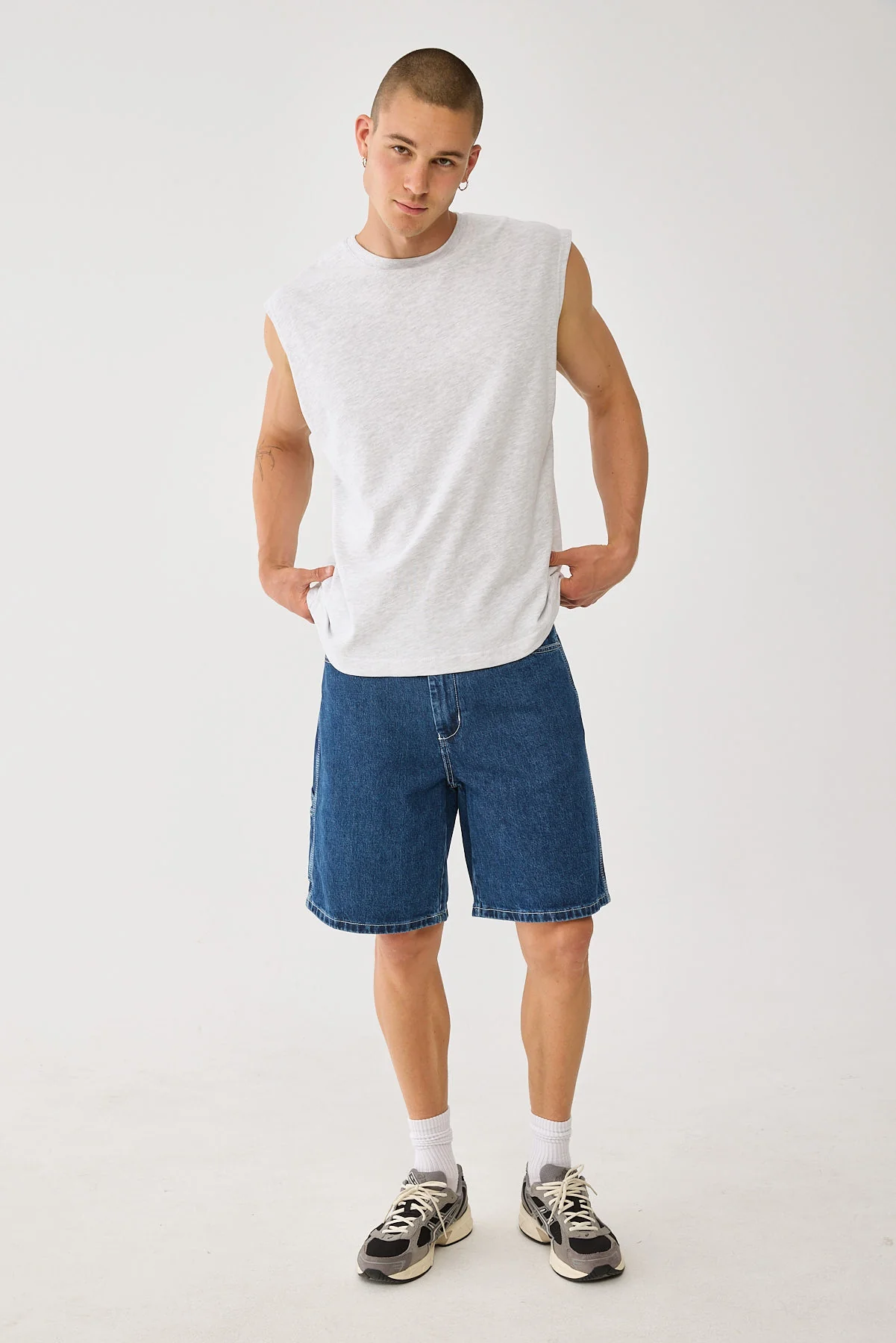 Common Need Brushed Cotton Muscle Tank Snow Marle - Image 2