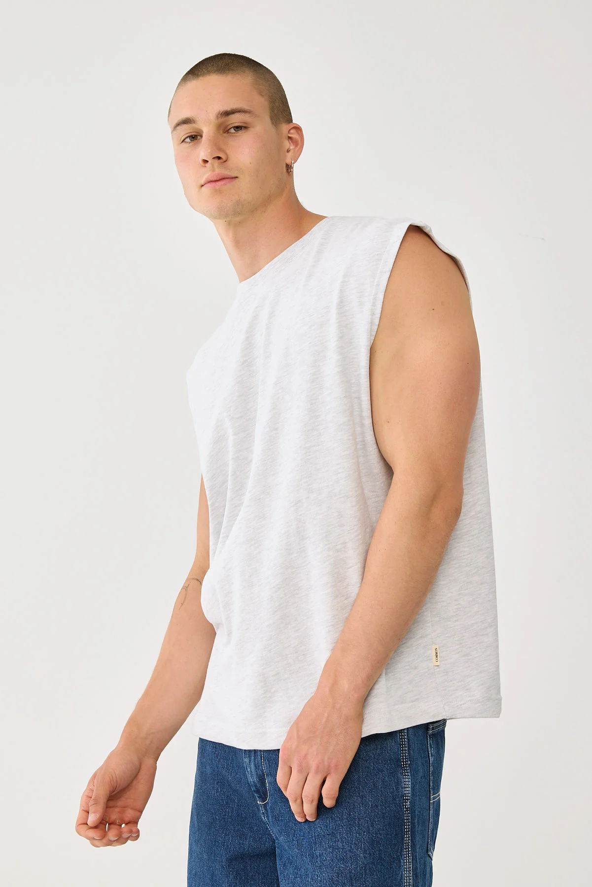 Common Need Brushed Cotton Muscle Tank Snow Marle - Image 3