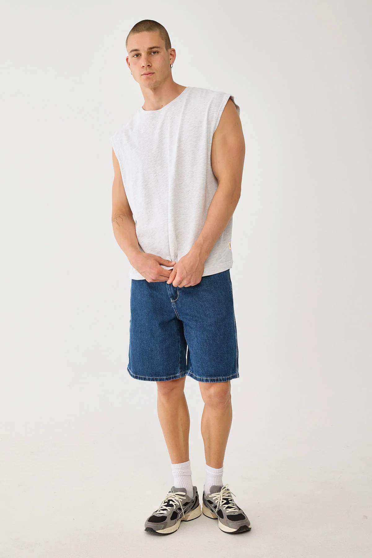 Common Need Brushed Cotton Muscle Tank Snow Marle - Image 4