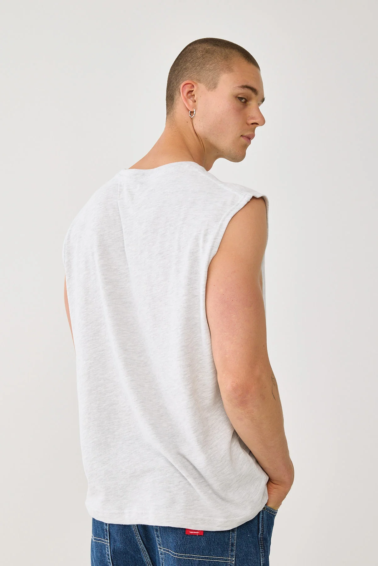 Common Need Brushed Cotton Muscle Tank Snow Marle - Image 5