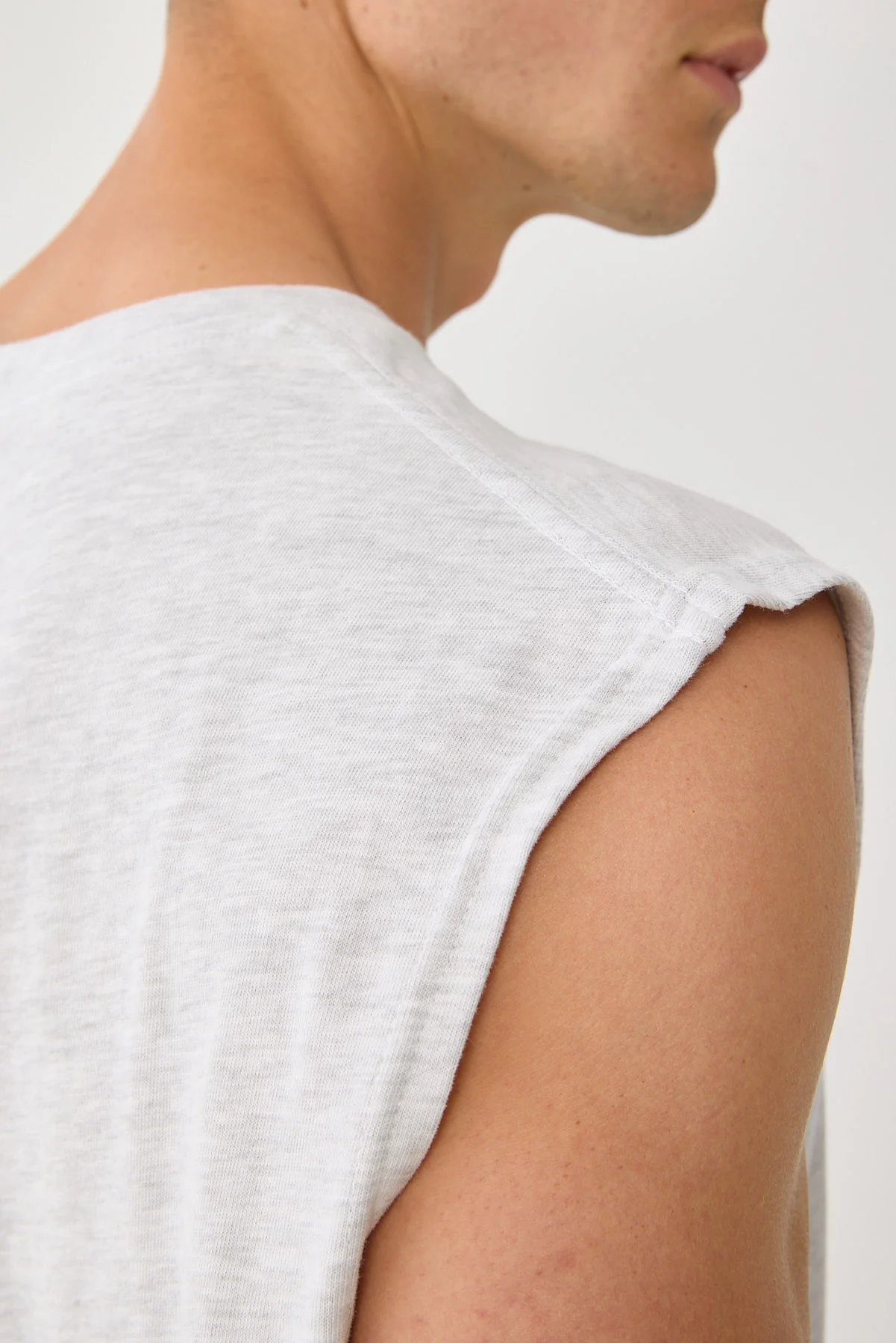 Common Need Brushed Cotton Muscle Tank Snow Marle - Image 6