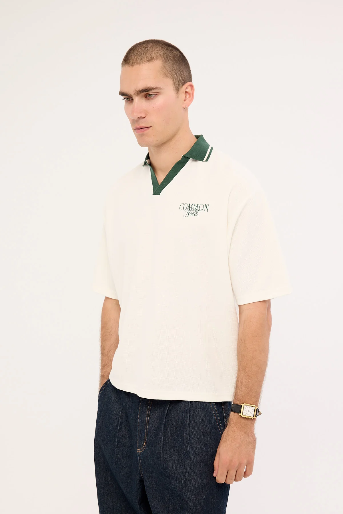 Common Need Charles Boxy Cropped Polo Off White - Image 4