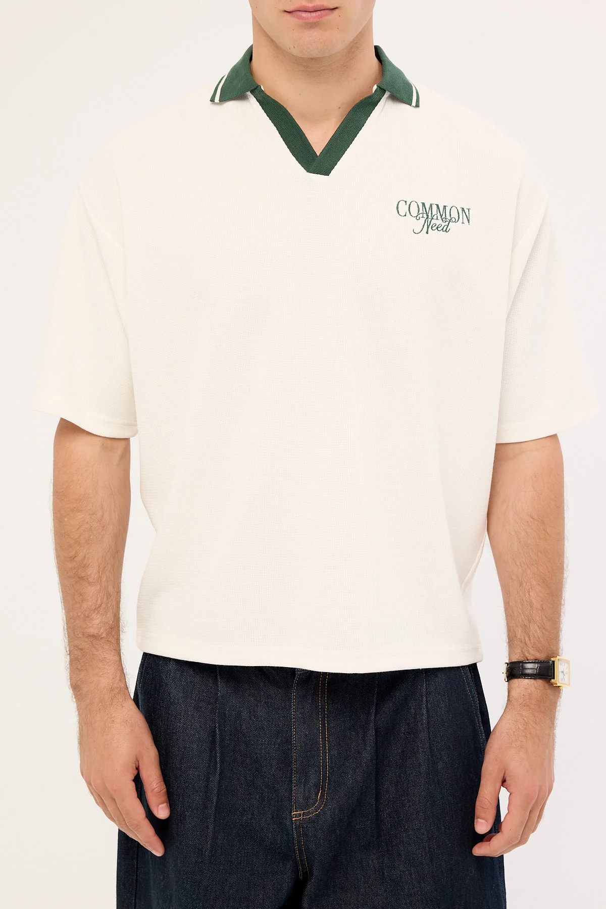 Common Need Charles Boxy Cropped Polo Off White - Image 6