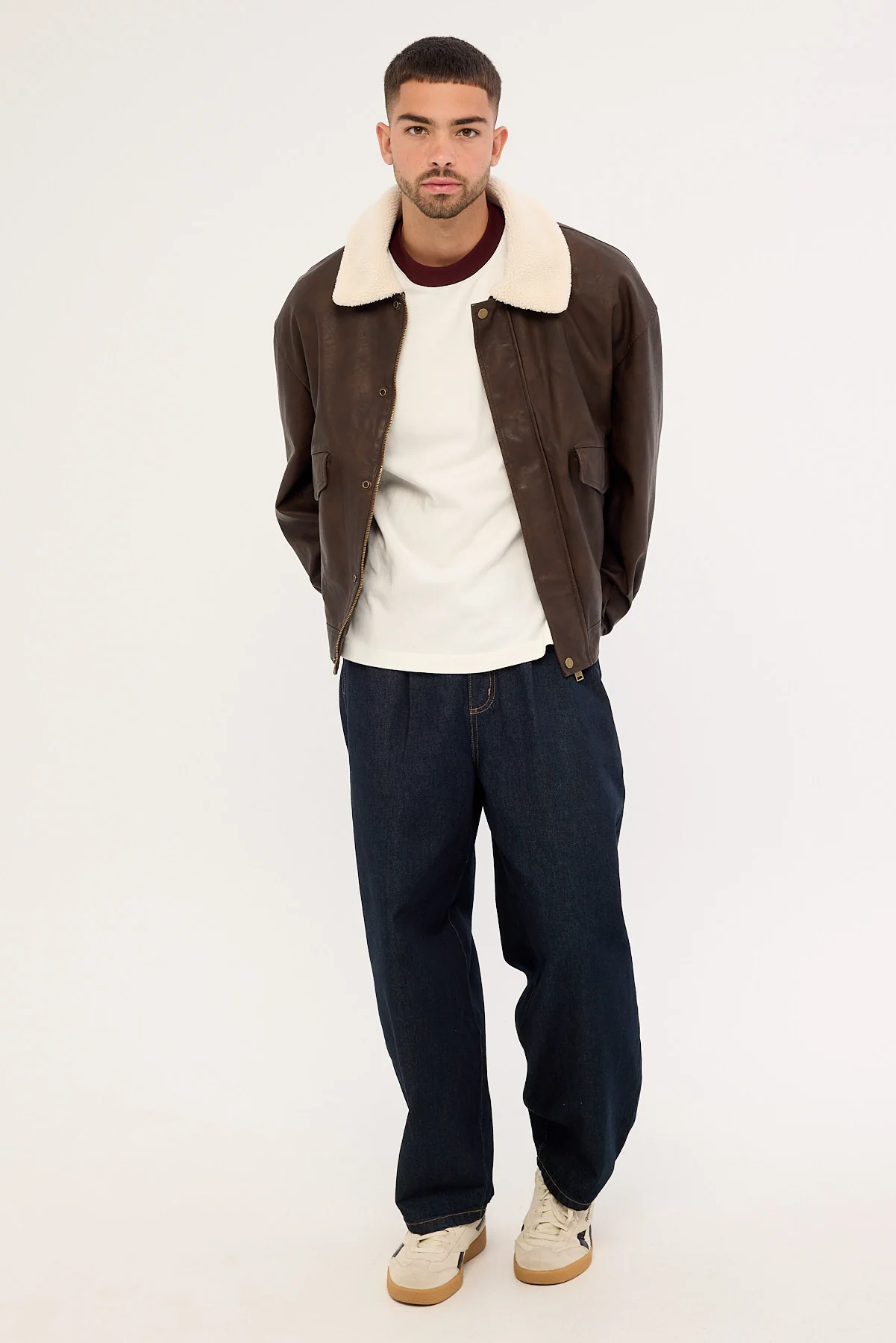 Common Need Claremont Bomber Jacket Dark Washed Brown - Image 2