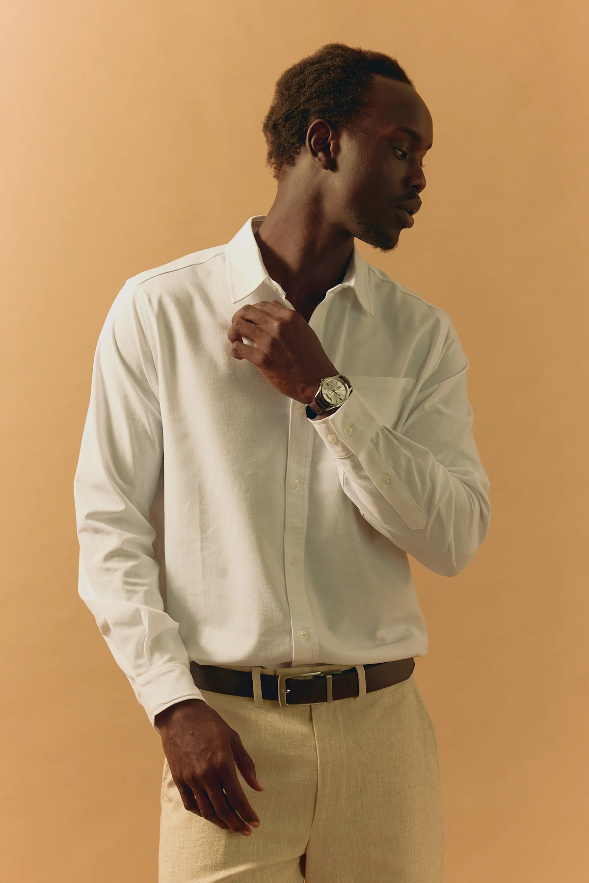 Common Need Classic Linen Long Sleeve Shirt White