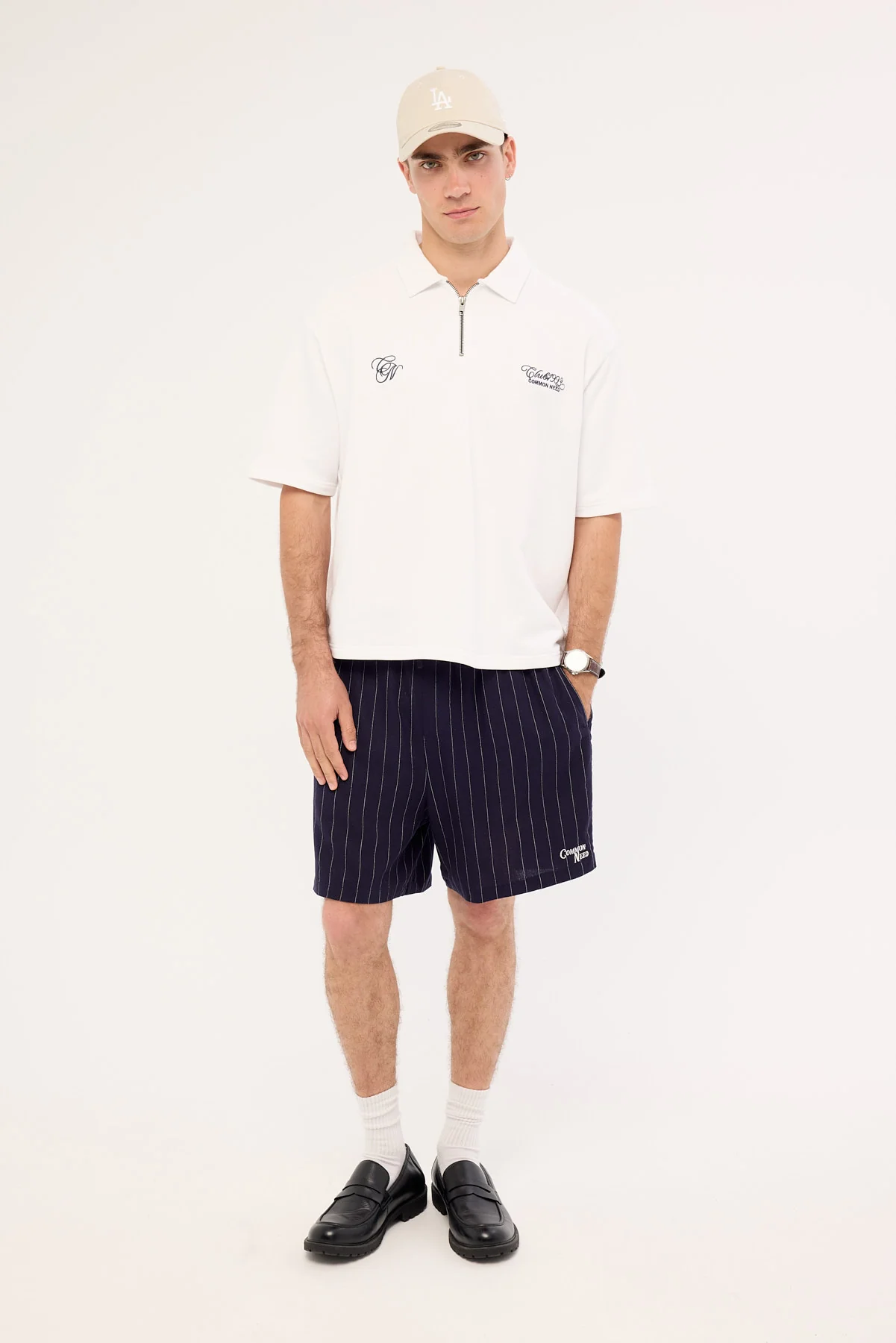 Common Need Club 1993 Cropped Quarter Zip Polo White - Image 2