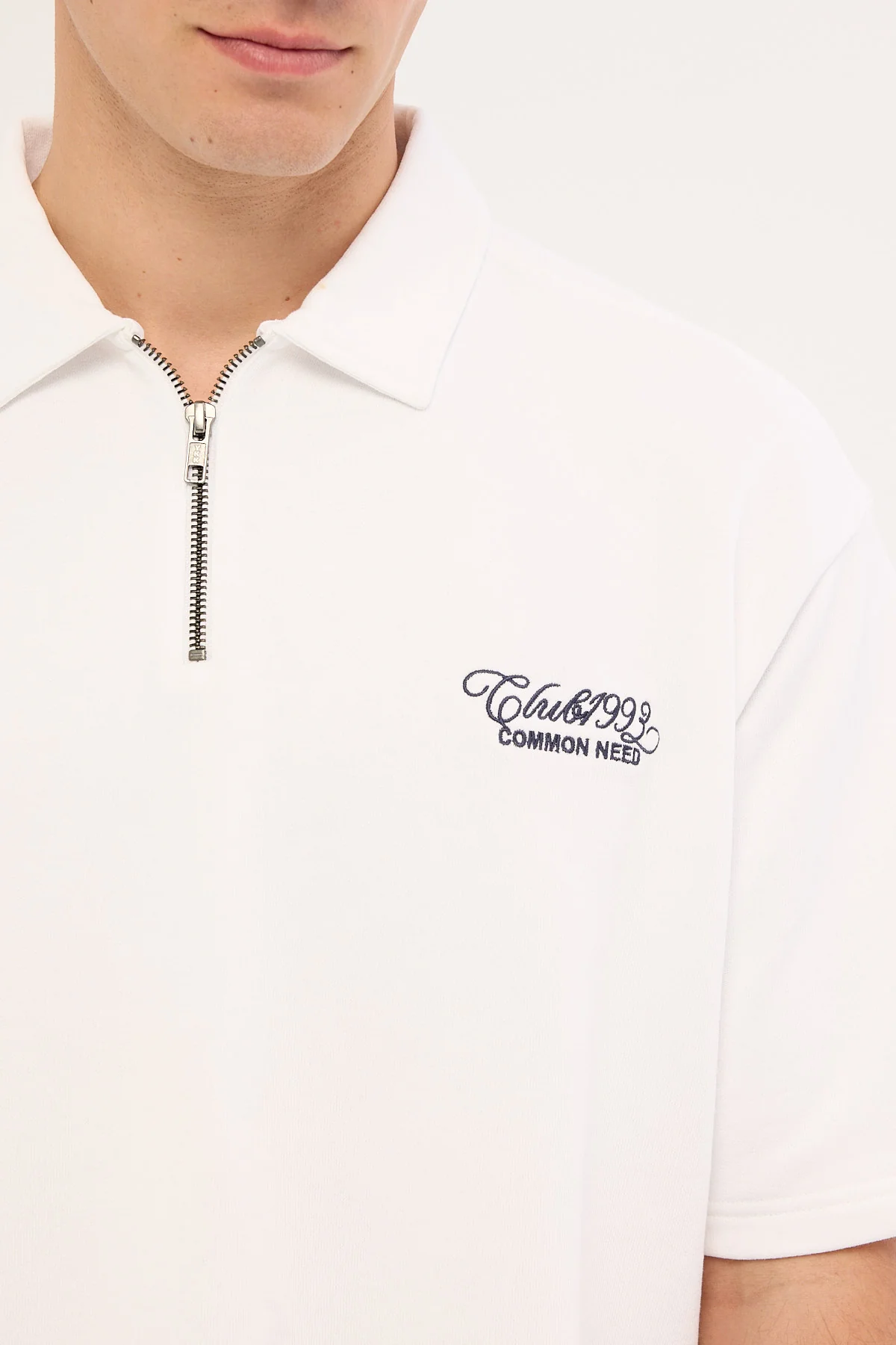 Common Need Club 1993 Cropped Quarter Zip Polo White - Image 3