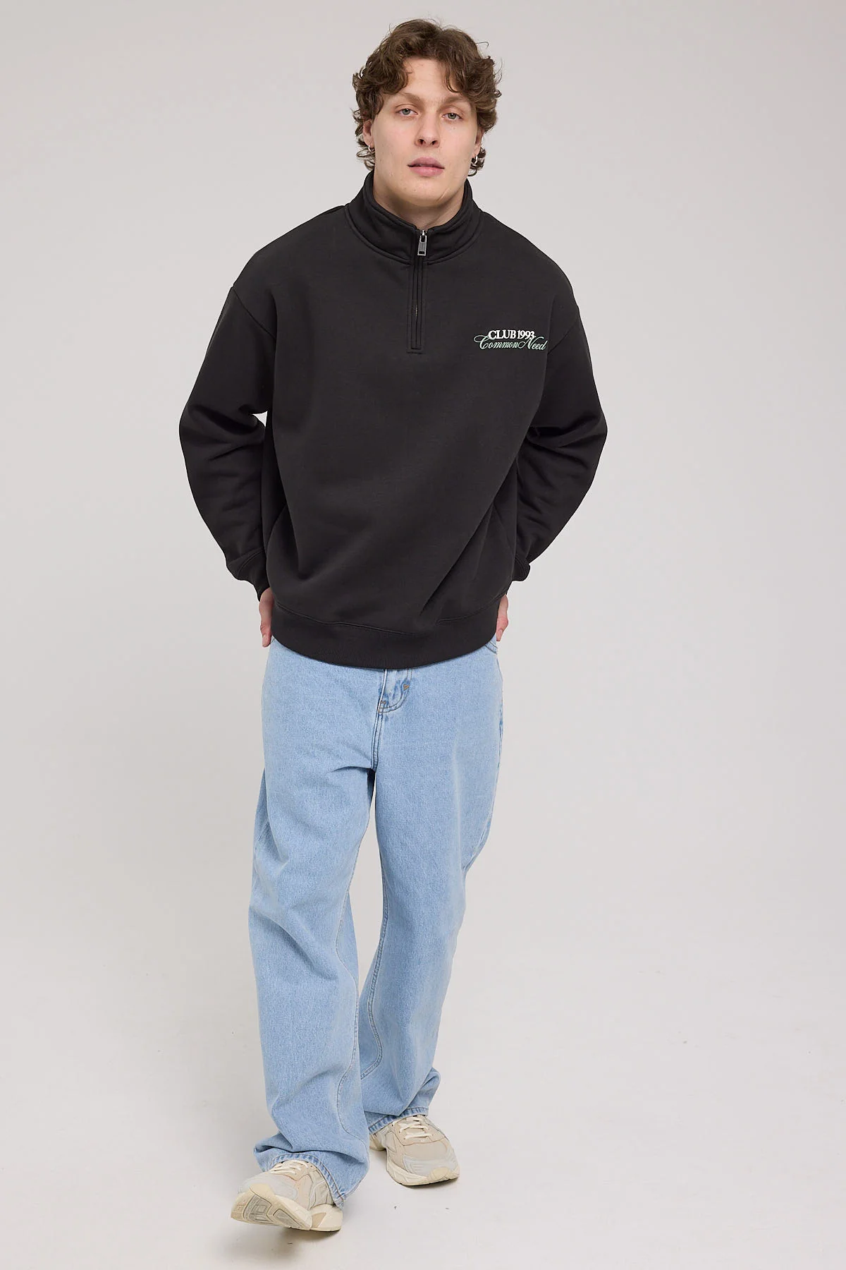 Common Need Club 1993 Quarter Zip Sweater Off Black - Image 2