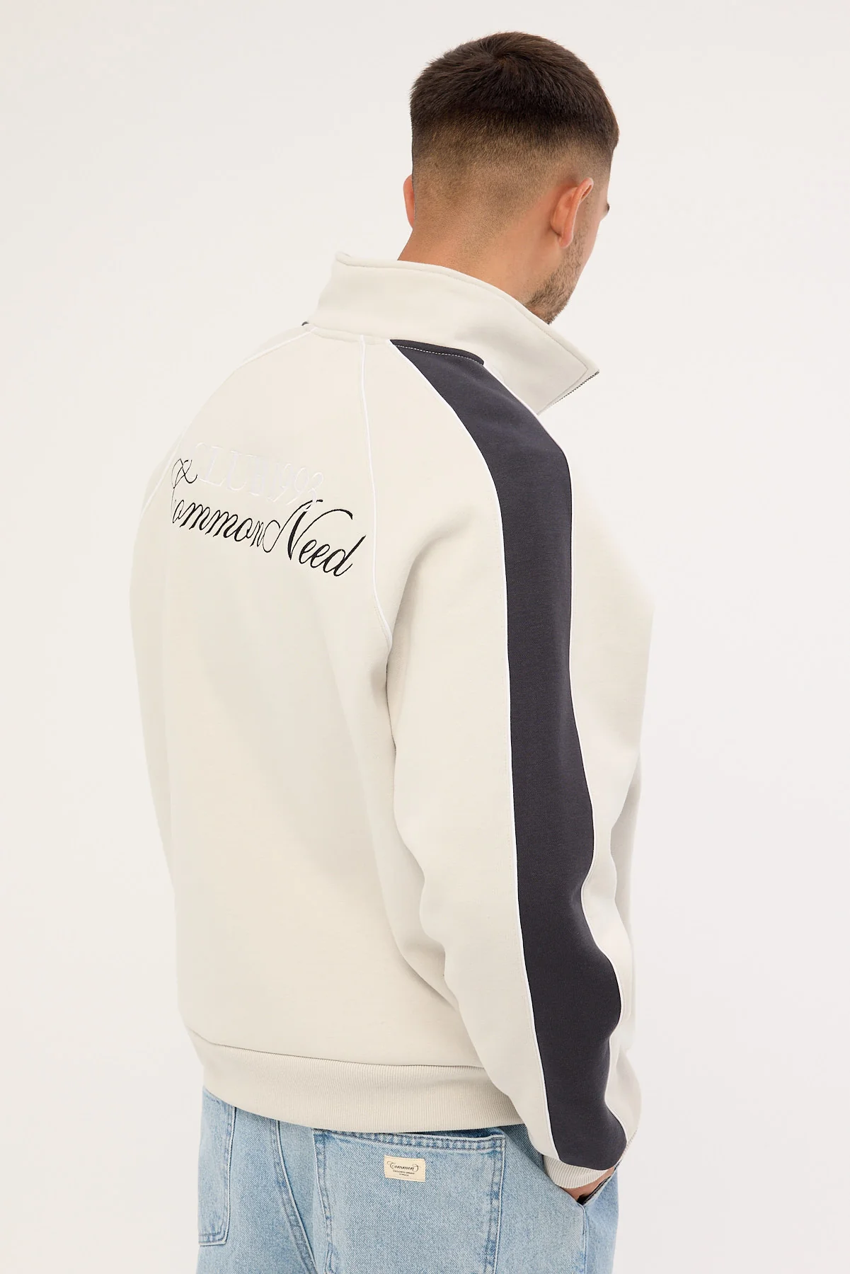 Common Need Club 93 Quarter Zip Sweater Ice Grey - Image 6