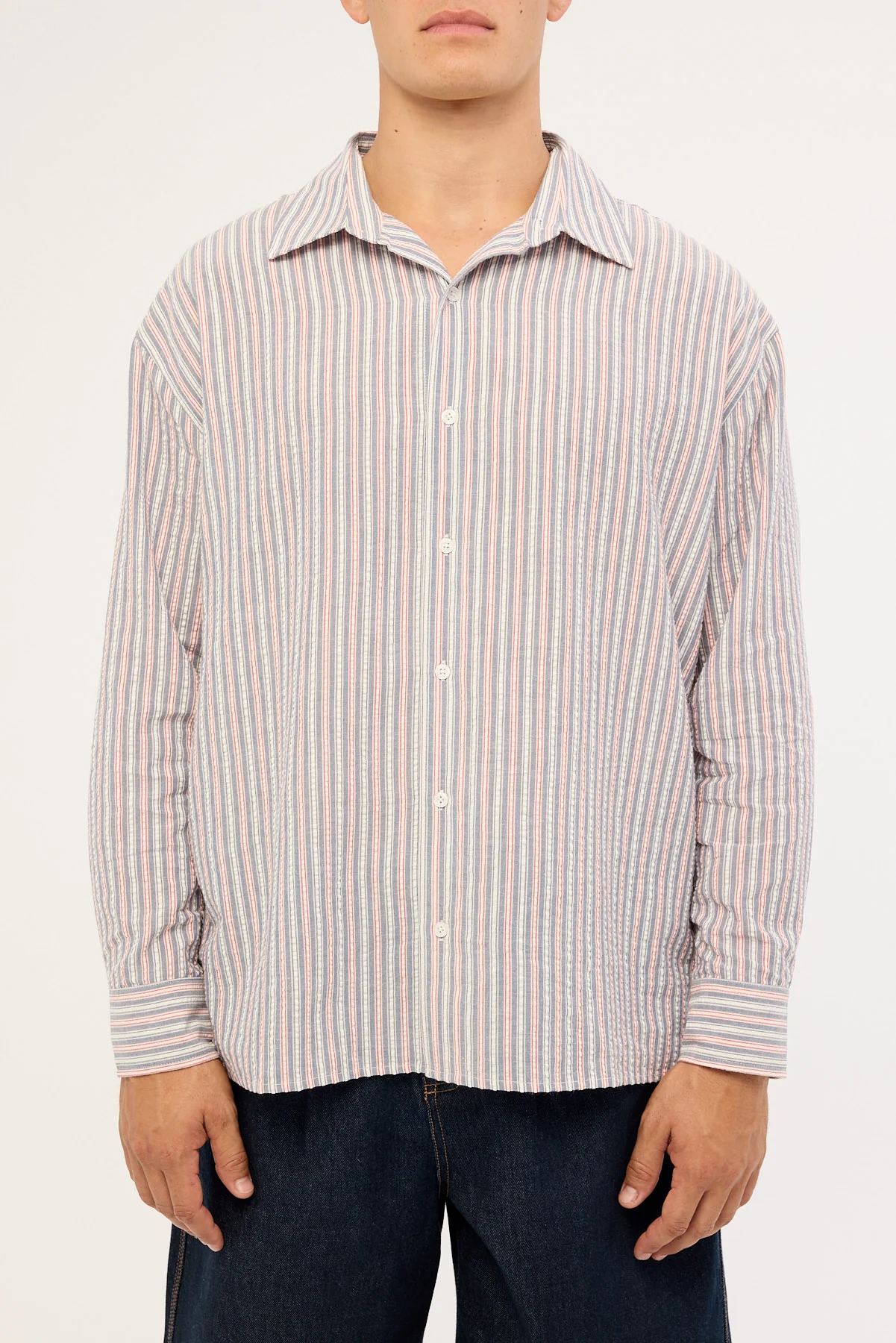 Common Need Colonial Long Sleeve Shirt Vintage Blue Stripe - Image 6