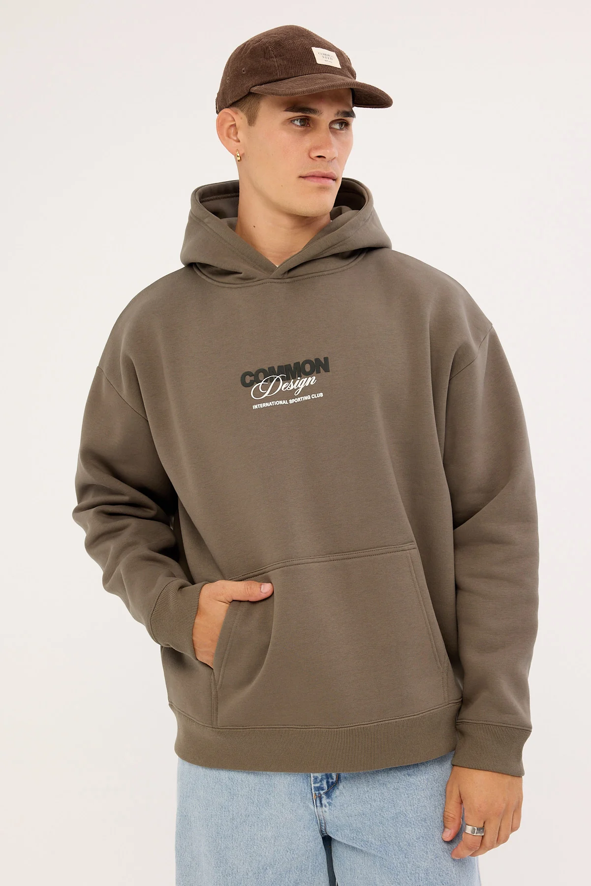 Common Need Compose Boxy Hoodie Brown - Image 3