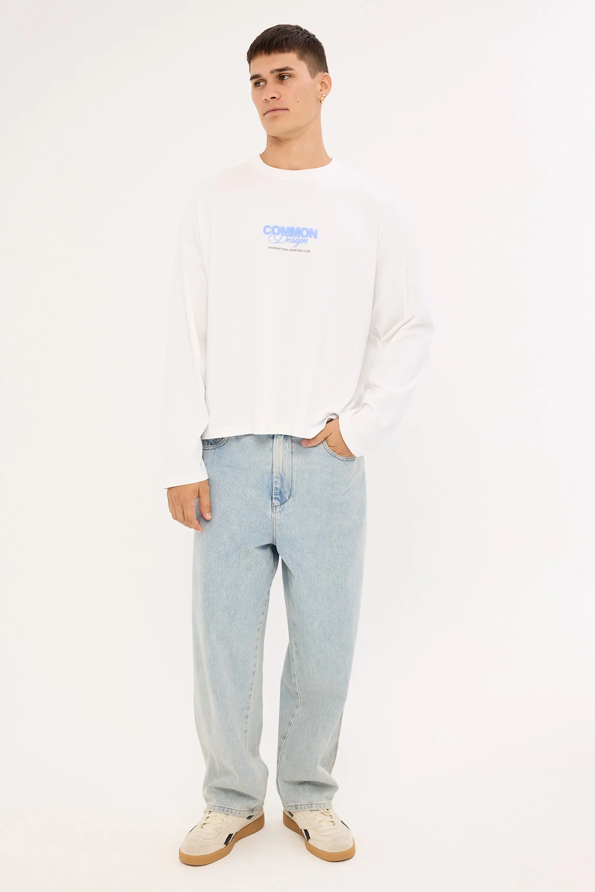 Common Need Compose Heavyweight Cropped Long Sleeve Tee White - Image 2