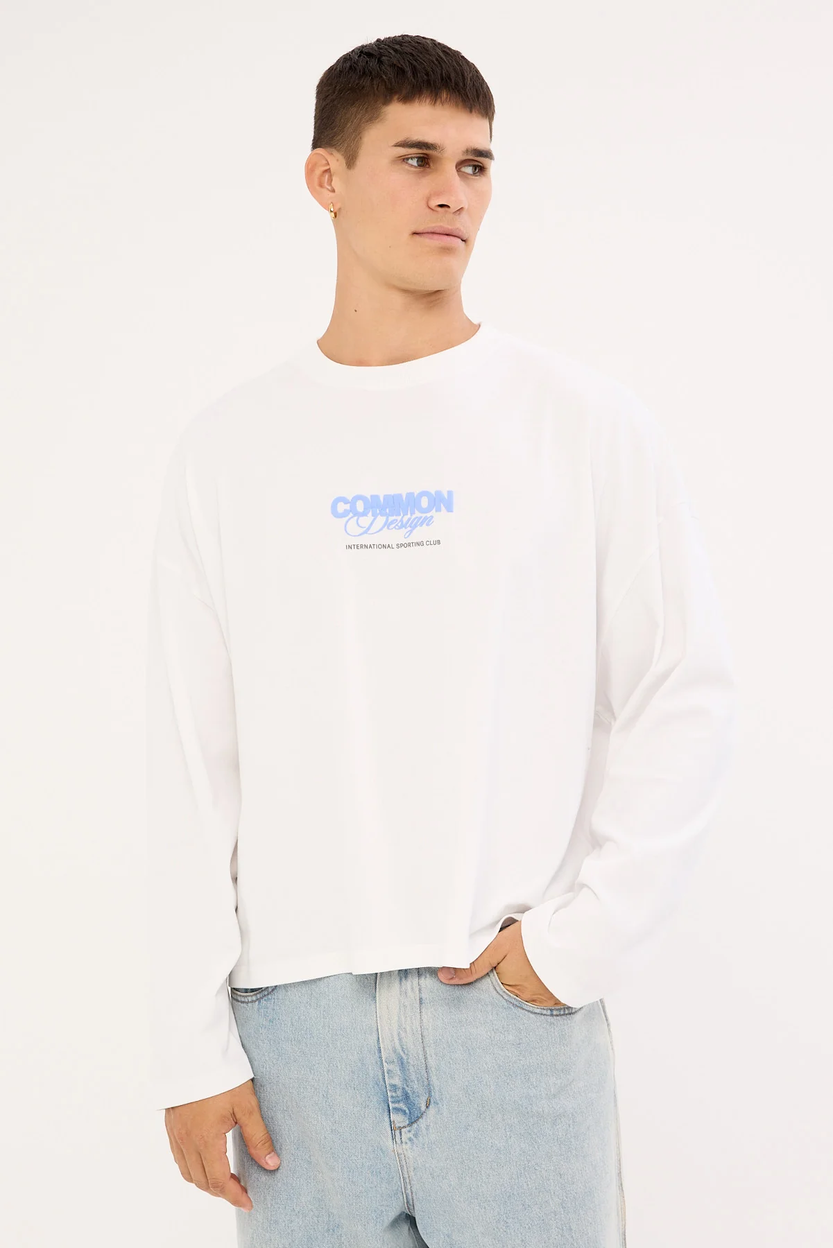 Common Need Compose Heavyweight Cropped Long Sleeve Tee White - Image 3