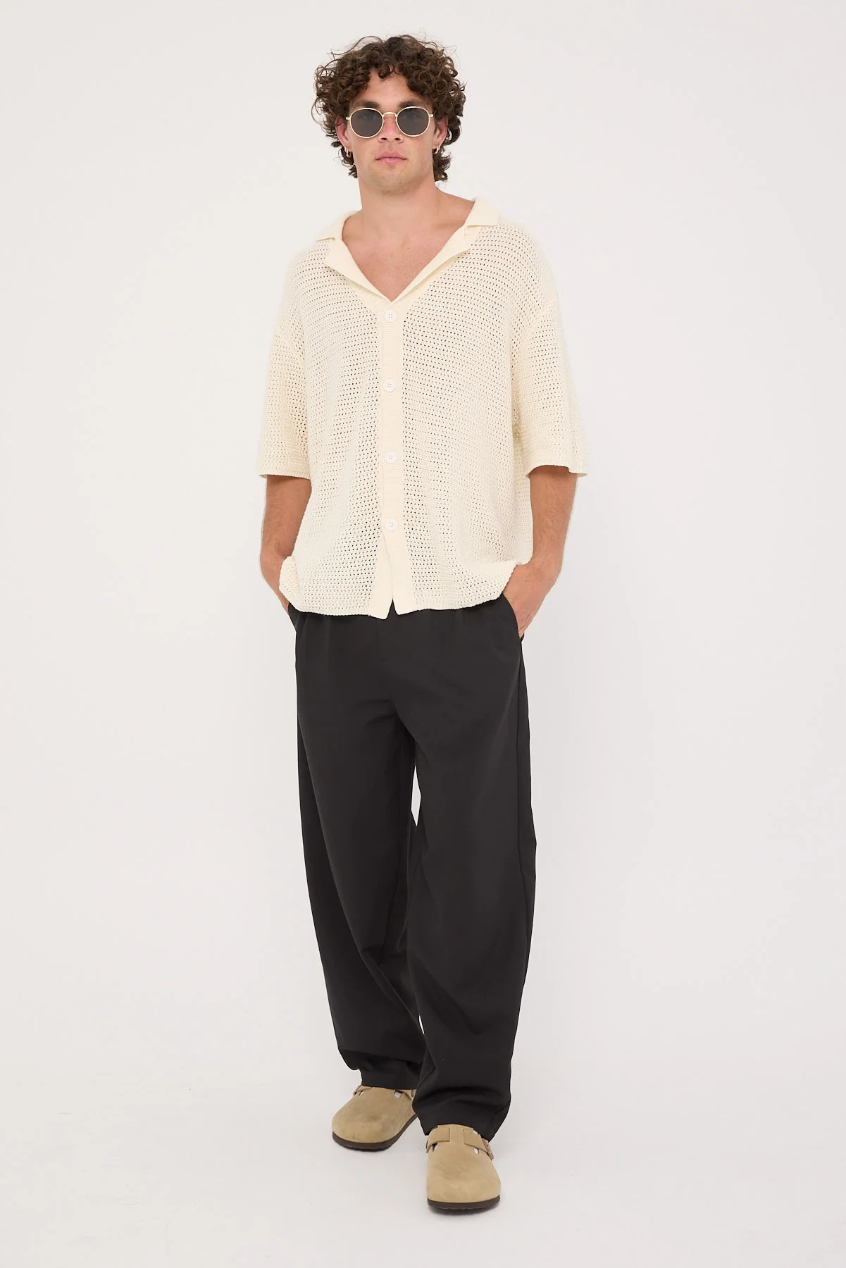 Common Need Crochet Boxy Resort Shirt Ecru - Image 2