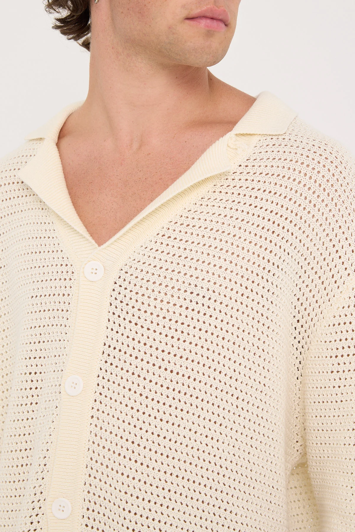 Common Need Crochet Boxy Resort Shirt Ecru - Image 4