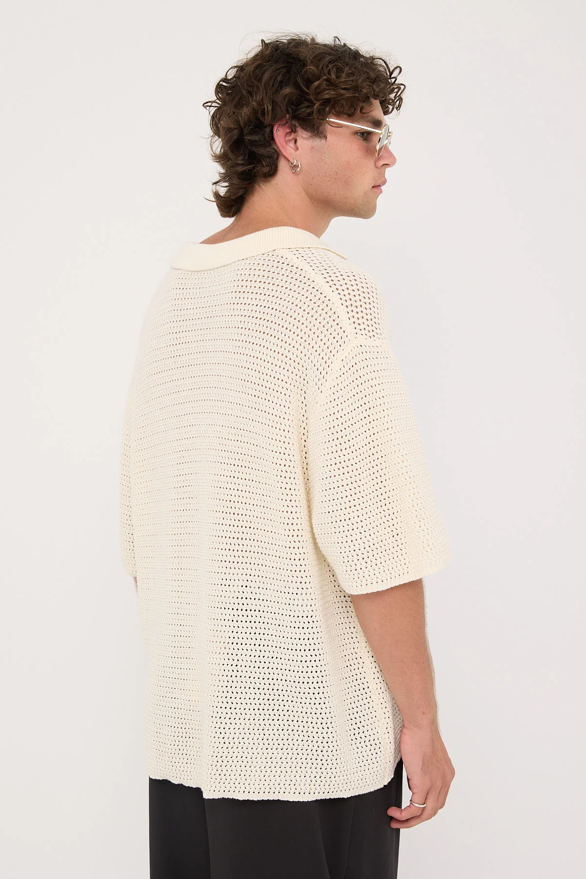 Common Need Crochet Boxy Resort Shirt Ecru - Image 5
