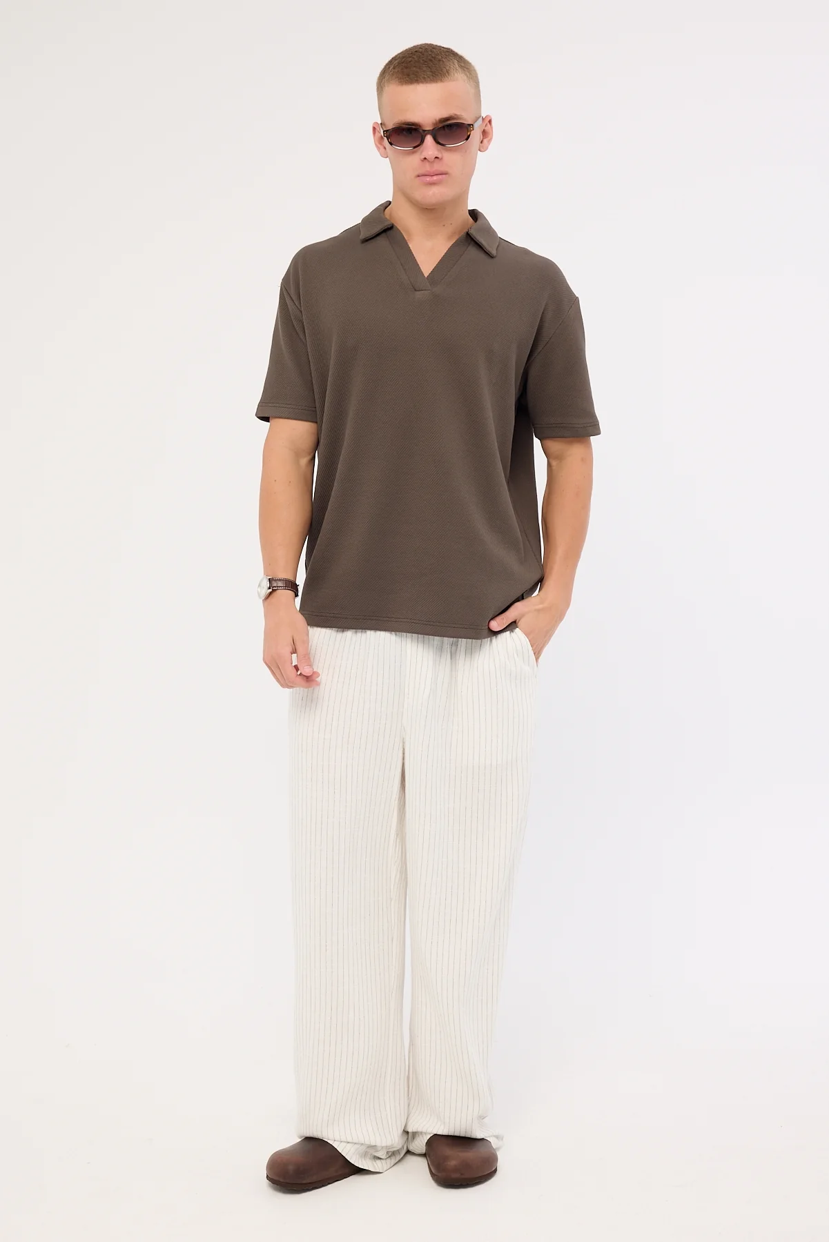 Common Need Daybreak Baggy Linen Pant White Stripe