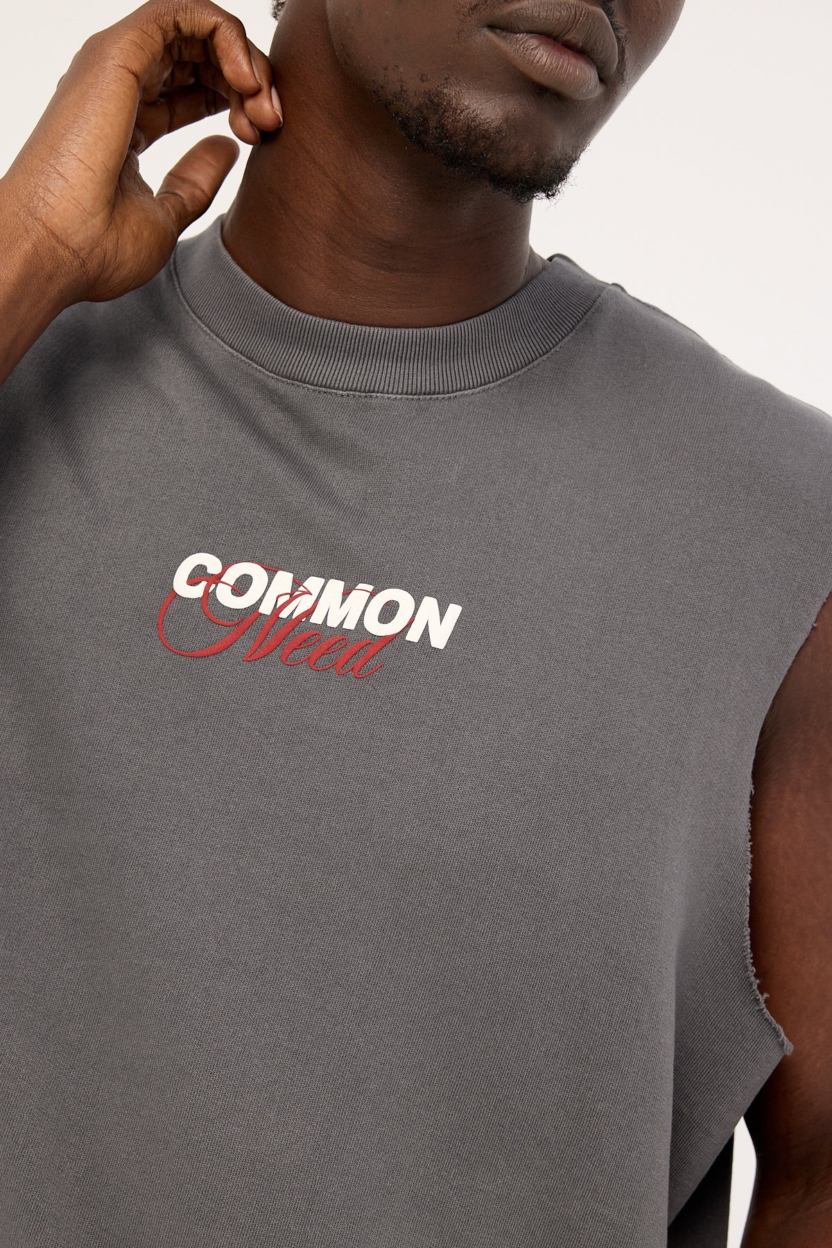 Common Need Declan Cropped Loopback Muscle Tank Washed Black - Image 3