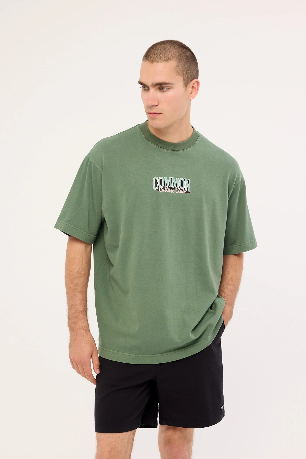 Common Need Depth Heavyweight Boxy Tee Washed Green