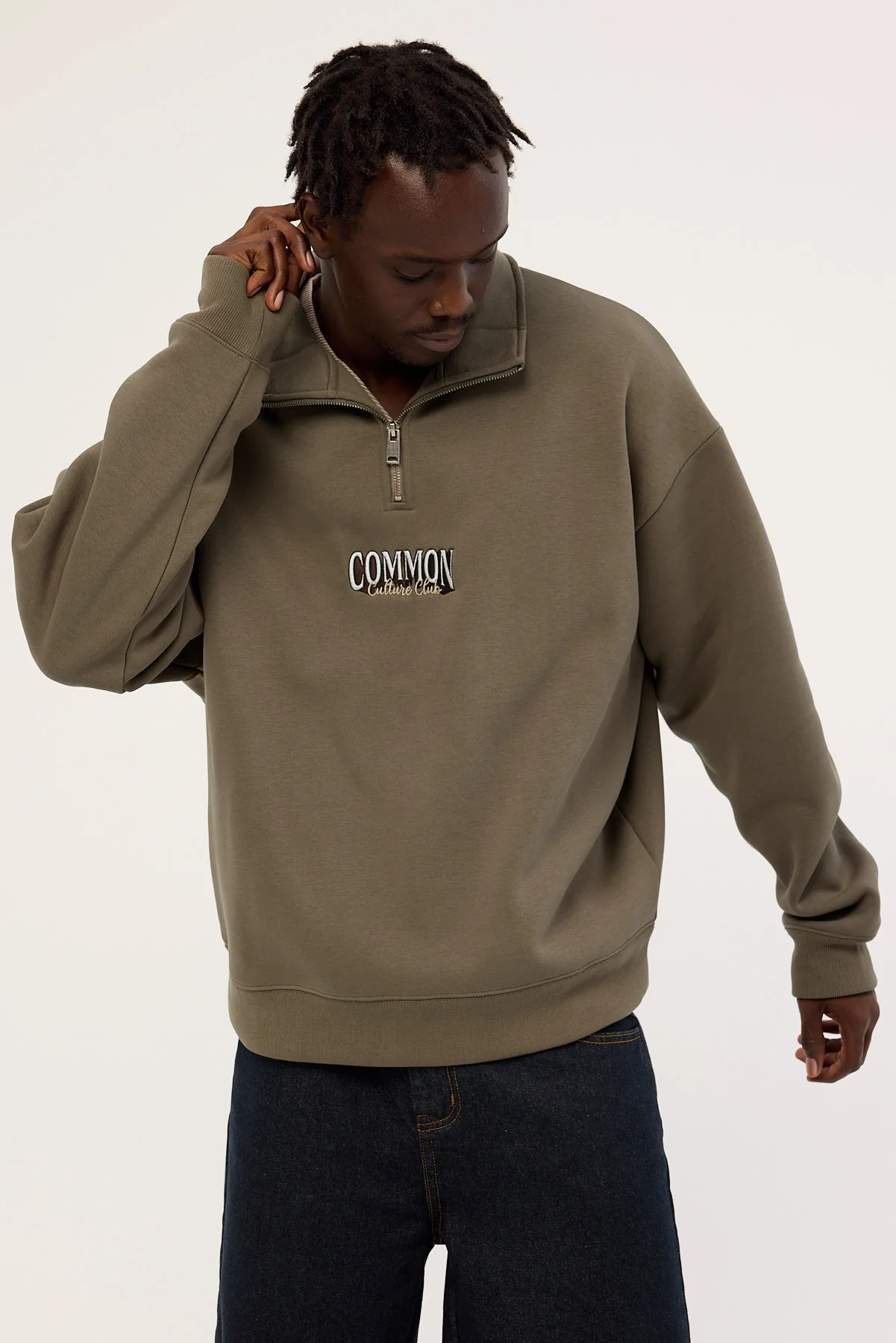 Common Need Depth Quarter Zip Sweater Brown - Image 6