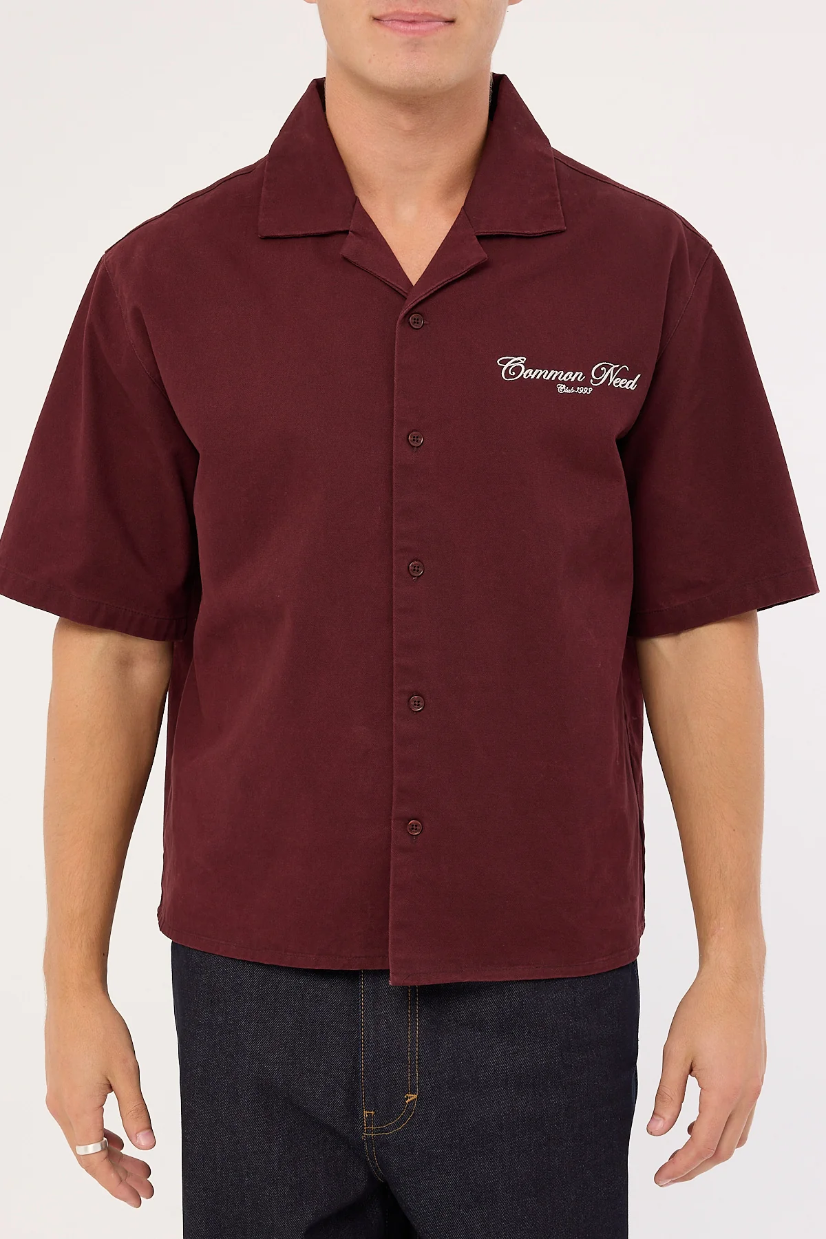 Common Need Diplomatic Boxy Cropped Resort Shirt Washed Merlot - Image 6