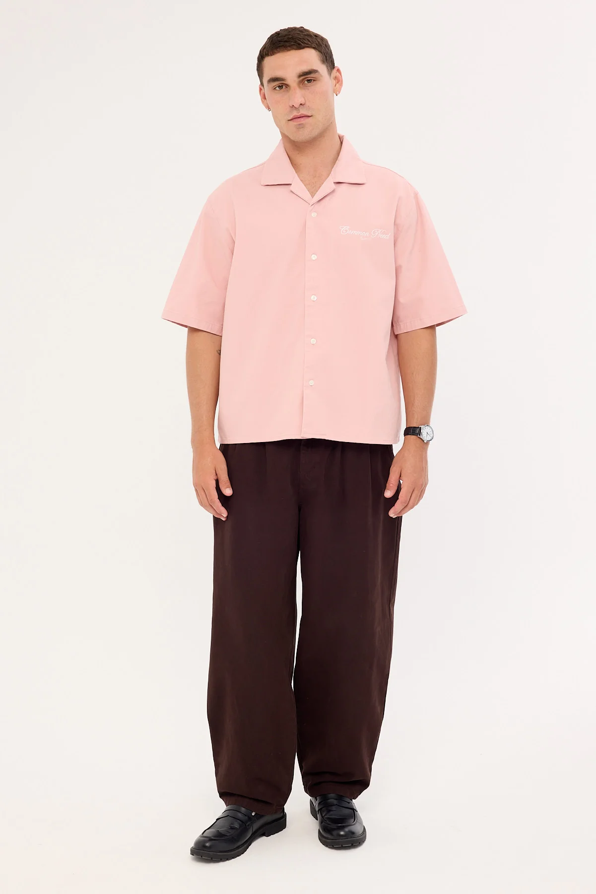 Common Need Diplomatic Boxy Cropped Resort Shirt Washed Pink - Image 3
