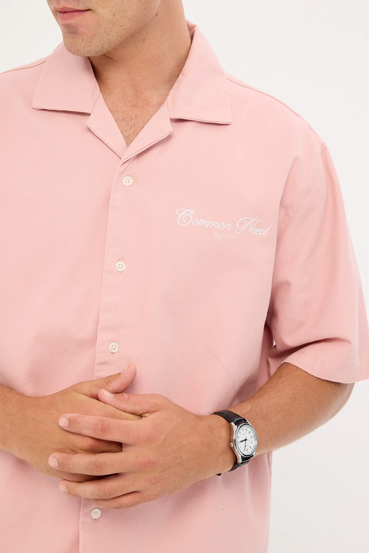 Common Need Diplomatic Boxy Cropped Resort Shirt Washed Pink - Image 4