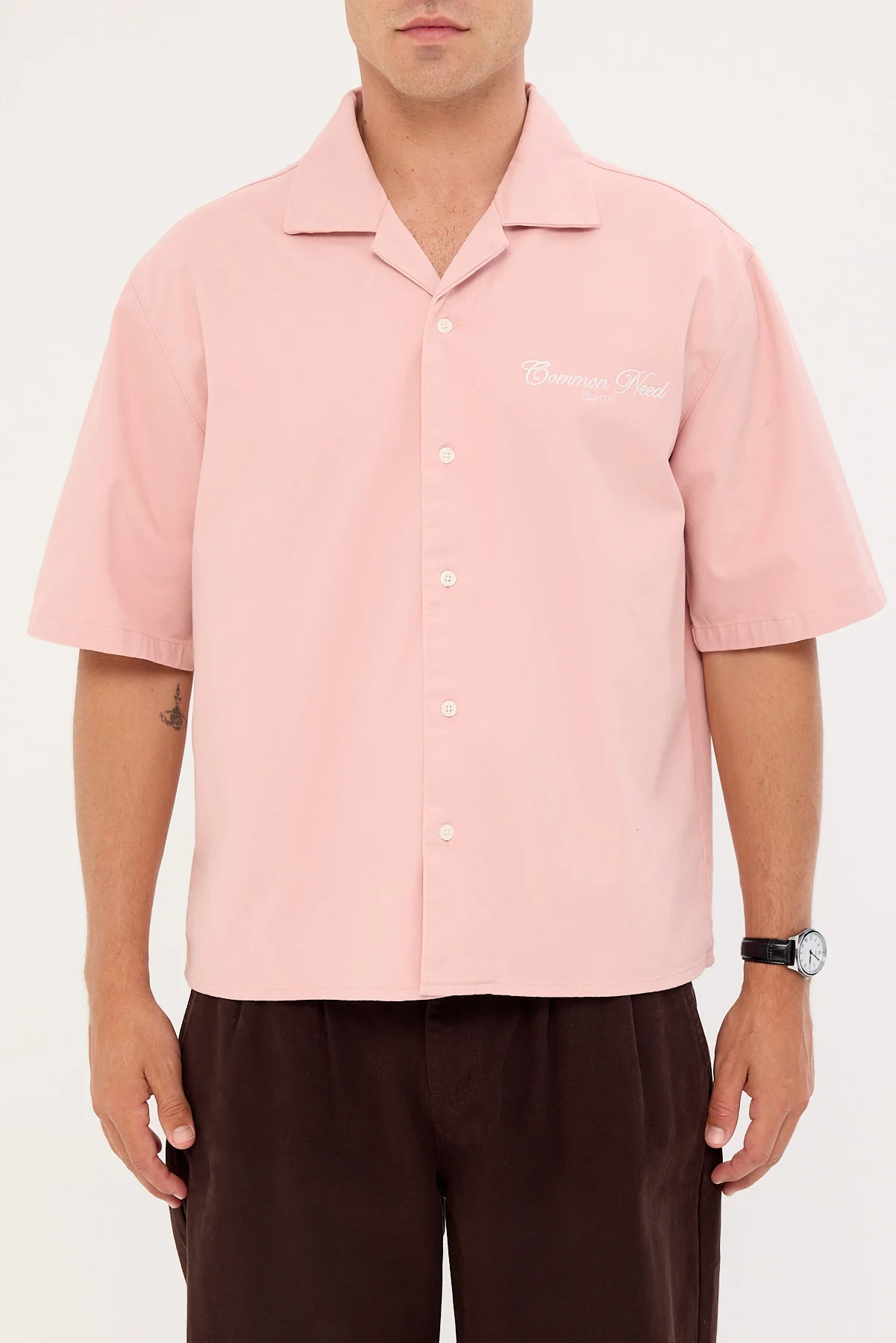 Common Need Diplomatic Boxy Cropped Resort Shirt Washed Pink - Image 6