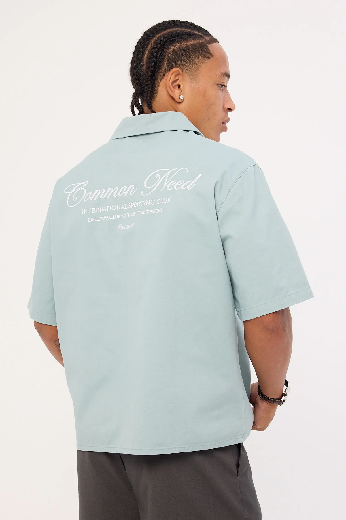 Common Need Diplomatic Boxy Cropped Resort Shirt Washed Powder Blue