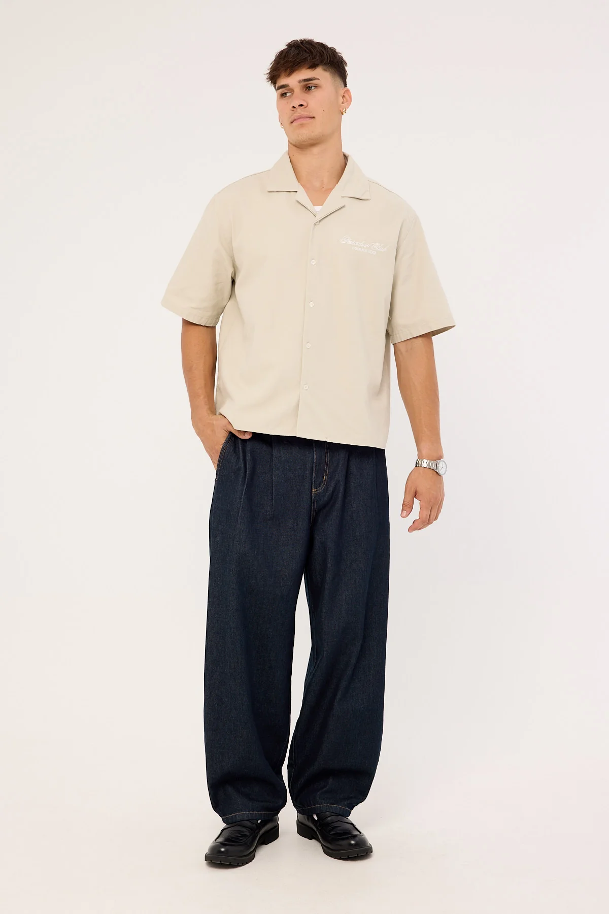Common Need Divine Boxy Cropped Resort Shirt Dove Grey - Image 2