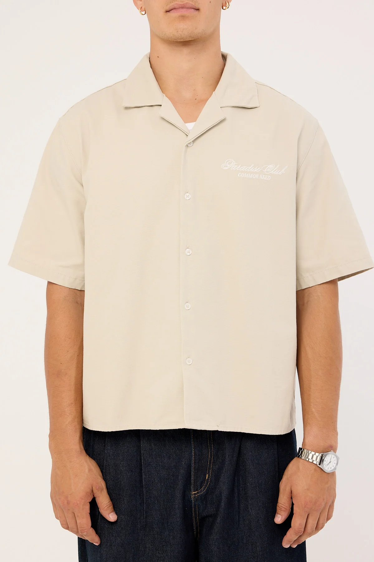 Common Need Divine Boxy Cropped Resort Shirt Dove Grey - Image 8